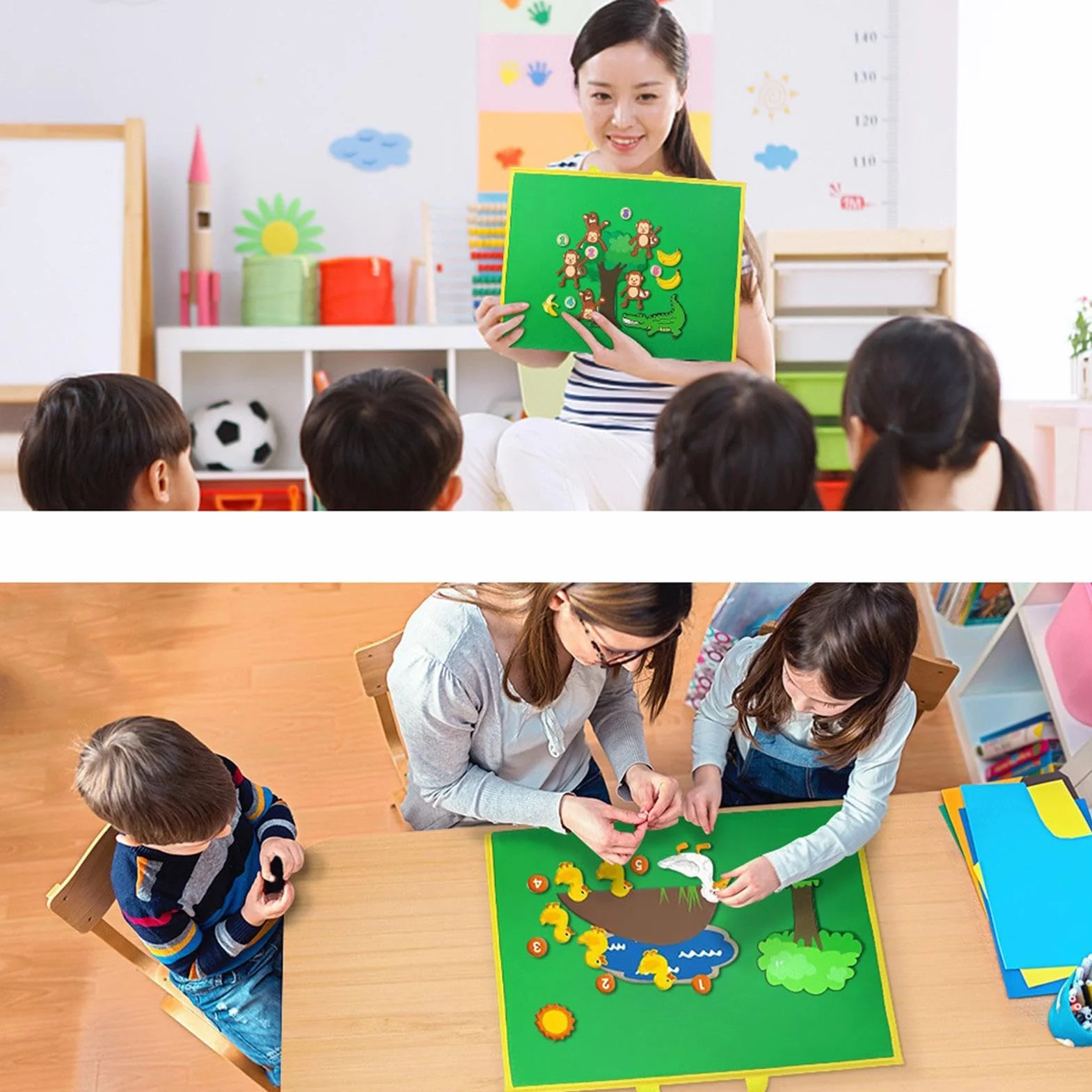 Lavagna In Feltro - Lavagna Didattica Pieghevole Su Entrambi I Lati, Applicazione Di Educativo | Strumento Di Apprendimento Homeschool Multiuso Di Lunga Durata Per La Narrazione Di Storie In Età