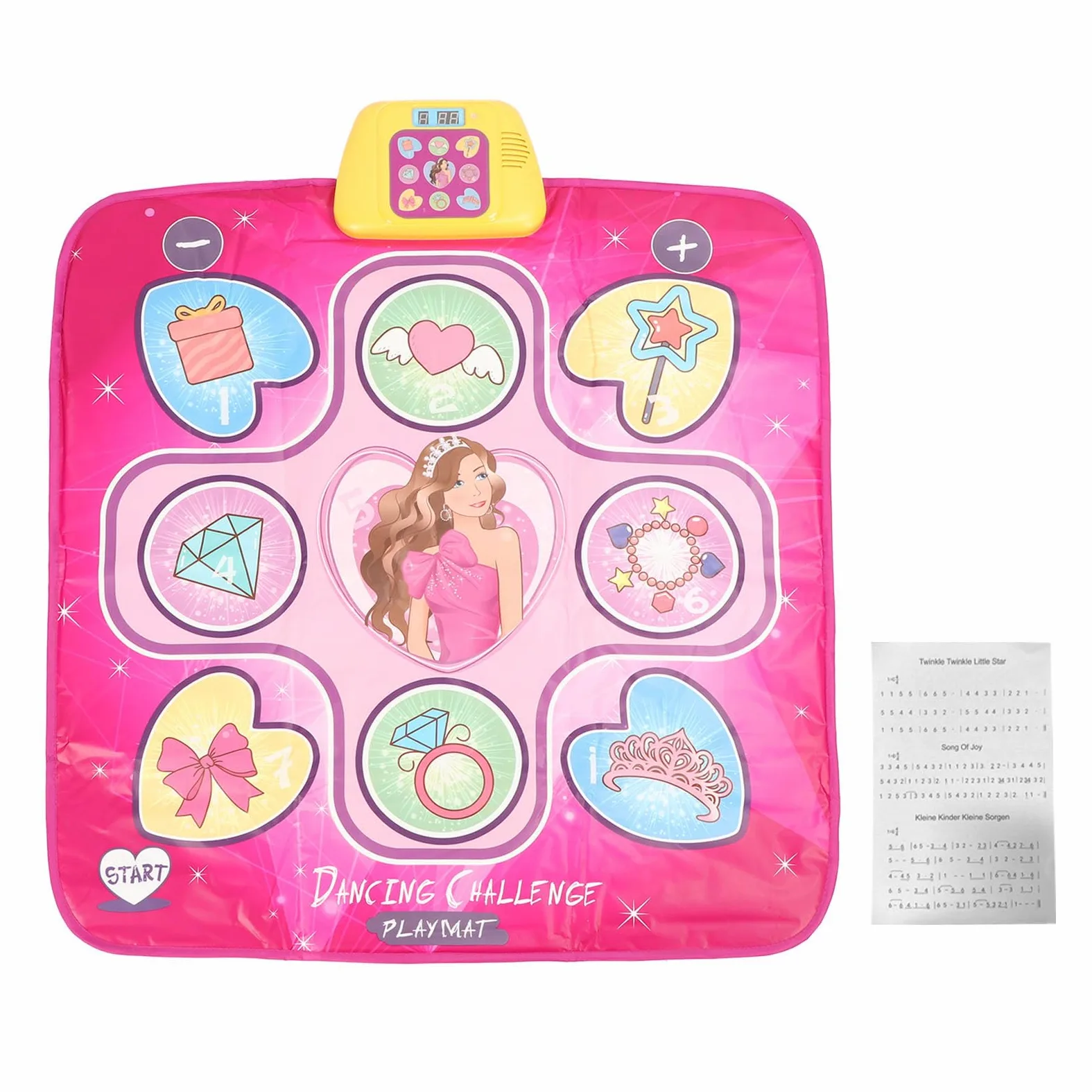 Fockety Tappetino da Ballo Elettronico per Bambini, Tappetino da Ballo Programmabile Wireless Antiscivolo da 35,4 Pollici Tappetino per Danza Ritmica per Esercizi, Tappetino da Gioco per