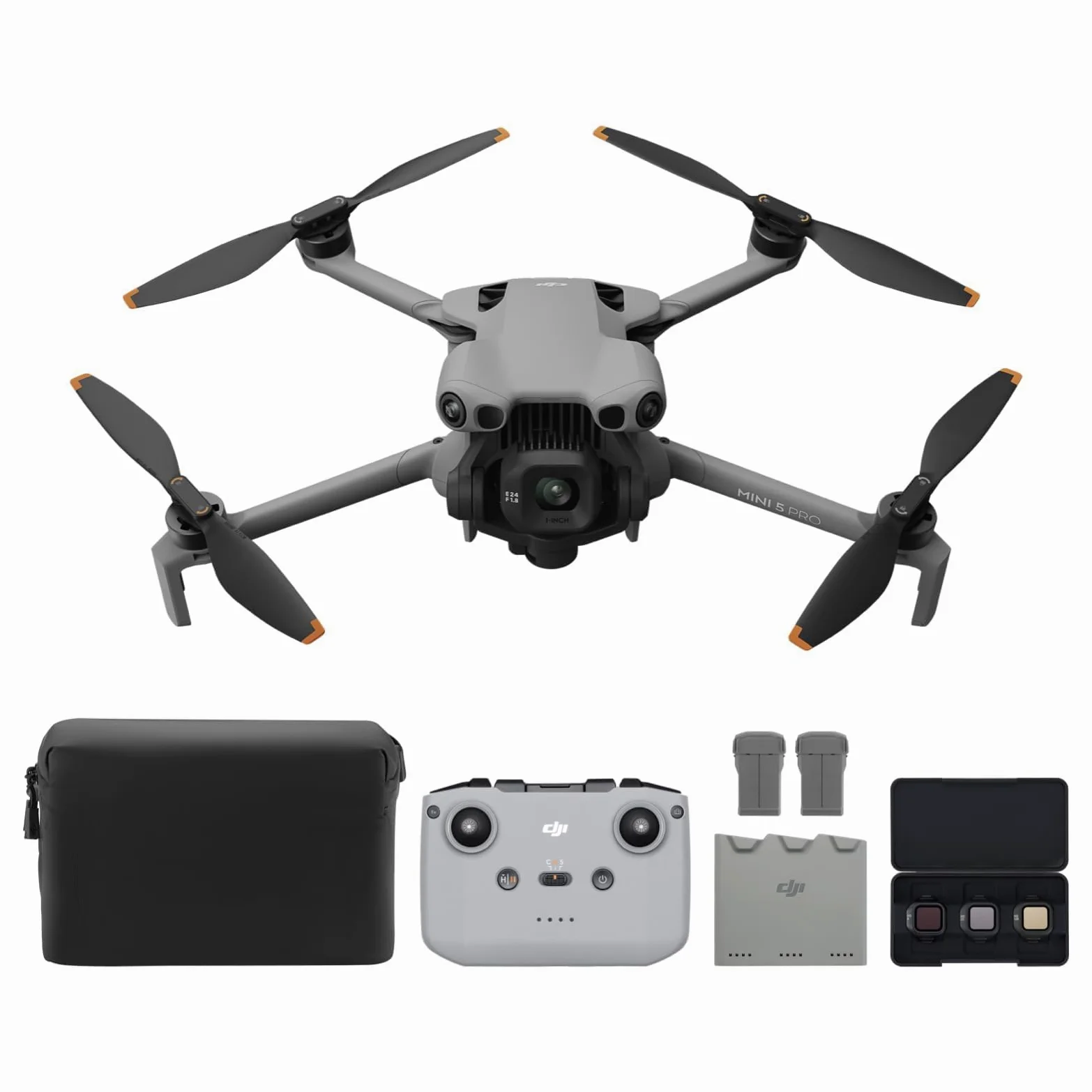 DJI Mini 5 Pro Combo Fly More con DJI RC-N3, drone con fotocamera, CMOS da 1 pollice, drone 4K per principianti con rilevamento omnidirezionale degli ostacoli, ActiveTrack 360°, 3 batterie, C0