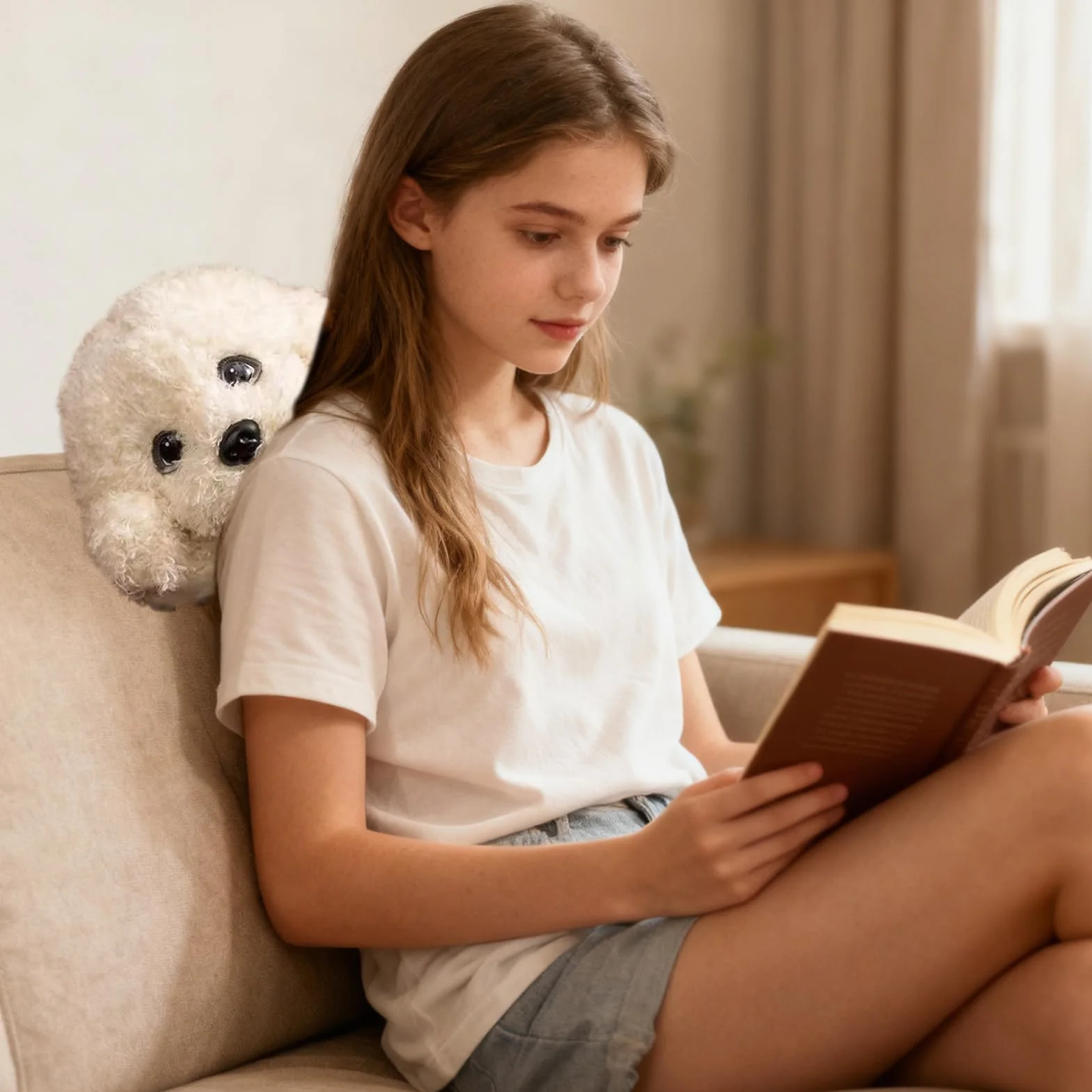 Peluche realistico per cani: morbido barboncino fatto a mano, comodo compagno di sonno | Ideale per bambini, donne e anziani, per un sonno ristoratore, relax e durante il riposino