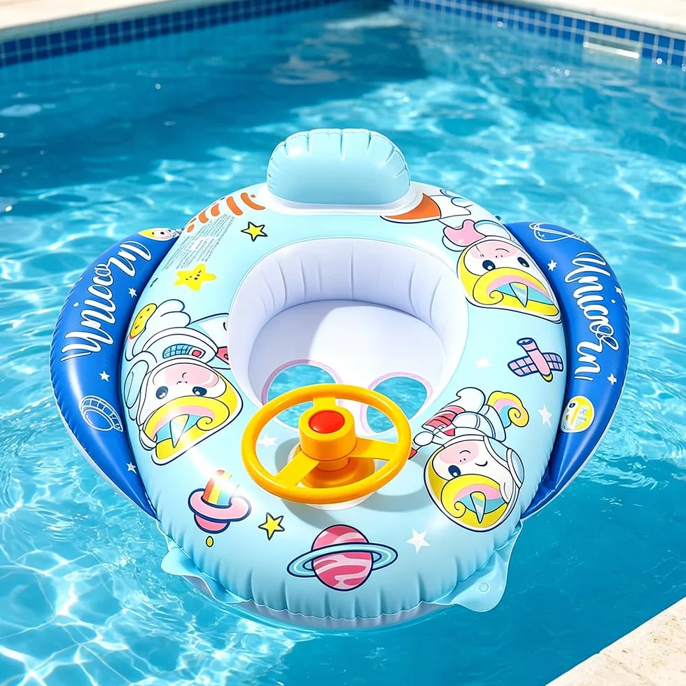 Unicorno Anello di Nuoto Neonato,Giocattoli Galleggianti per bambini,Galleggiante Gonfiabile con Sedile e Volante,Unicorno Giocattoli Galleggianti,Salvagente Gonfiabile per Bebè 6 Mesi a 36 Mesi