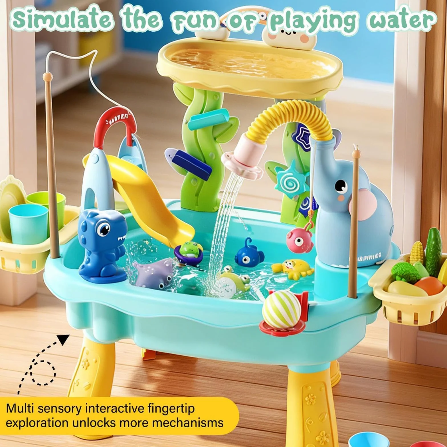 Tavolo Acqua Bambini Giocattoli Da Pesca Con Pompa Elettrica | Giocattolo Acquatico Da Esterno per Bambini e Bambine Piccoli Patio Spiaggia Campeggio Asilo Casa Bagno Sala Giochi Vacanza