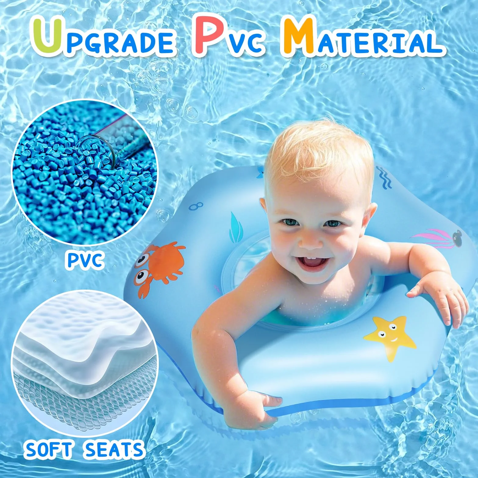 Salvagente per Bambini Gonfiabile con Sedile Materiale in PVC Salvagente per neonato da 12 Mesi a 36 Mesi Ottimo per Seggiolino per Bagnetto, Piscina