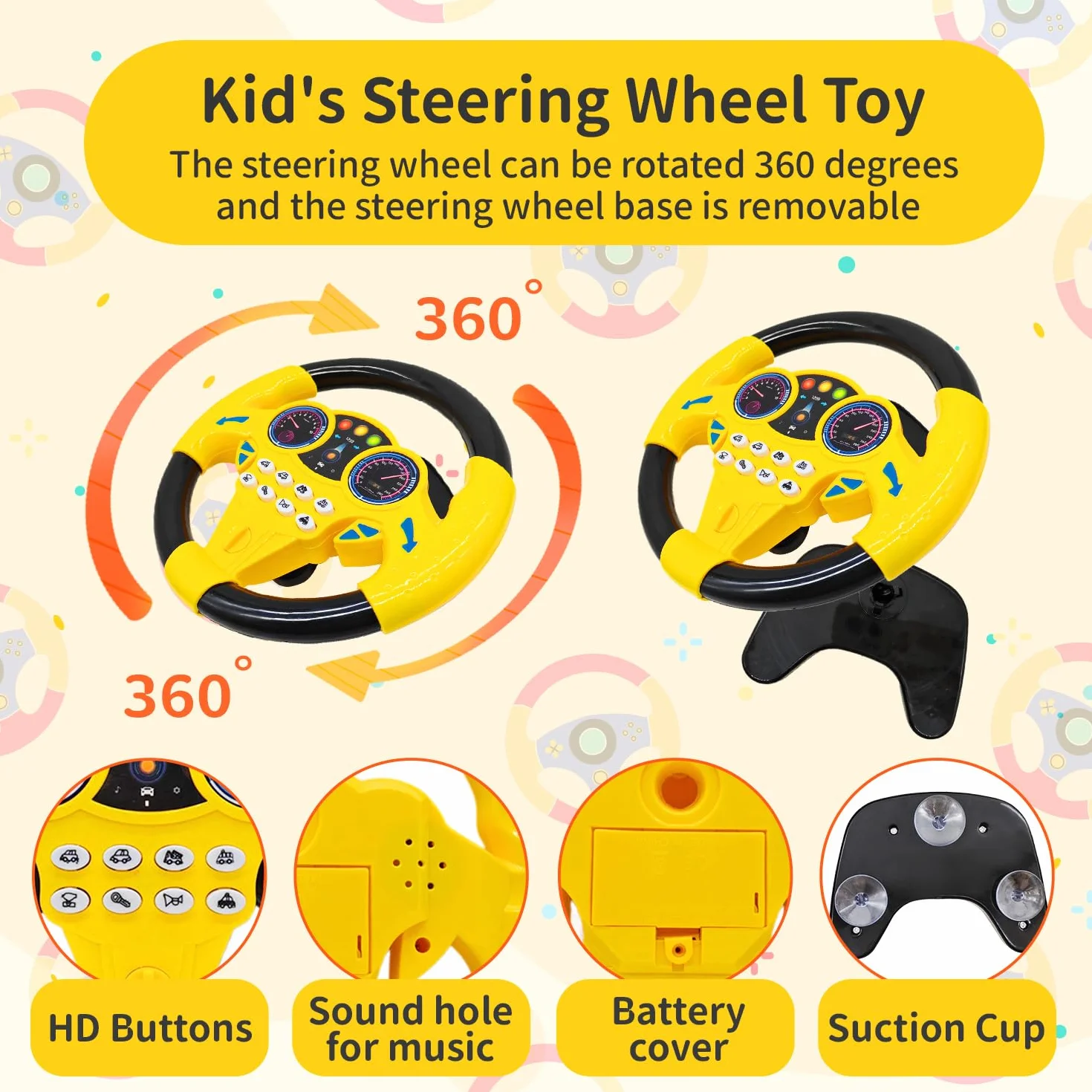 Giocattoli Volante Bambini, Controller Guida Portatile Simulato, Giocattolo Educativo Regalo (Giallo)