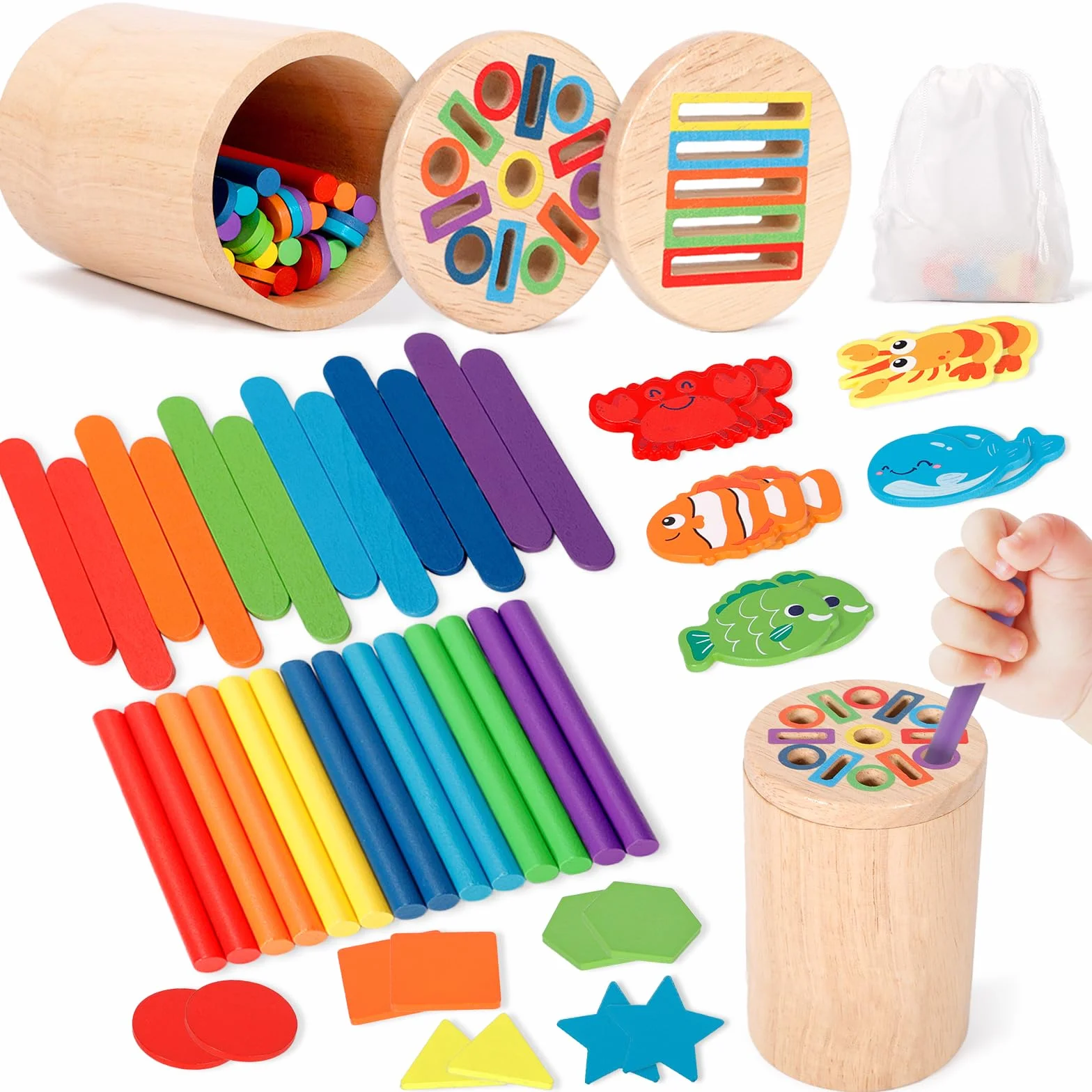 Giochi Bambini 4 5 6 Anni, 4 in 1 Giochi Montessori, Classificazione delle Forme e dei Colori, impilamento e smistamento, Giocattoli Montessori per Bambini di 4+ Anno Regali Educativi