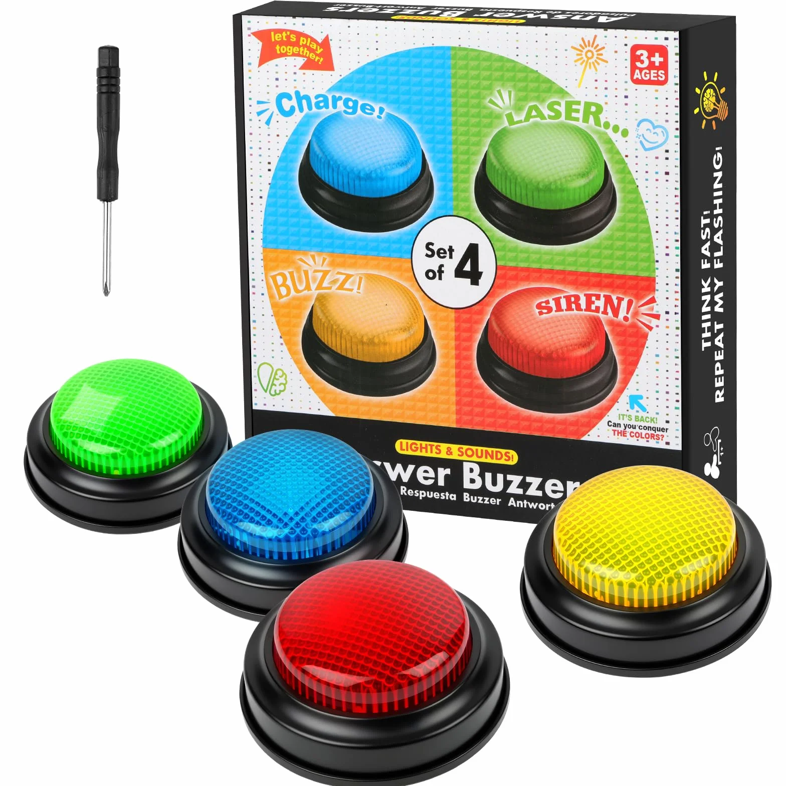 4PCS Quiz Buttons, Buzzer Game Show Buttons, Rispondi Al Cicalino Con Luce E Suono Di Allarme, Pulsanti Colorati, Giochi Per Bambini, Materiale Didattico, Giochi Quiz, Gioco Di Famiglia