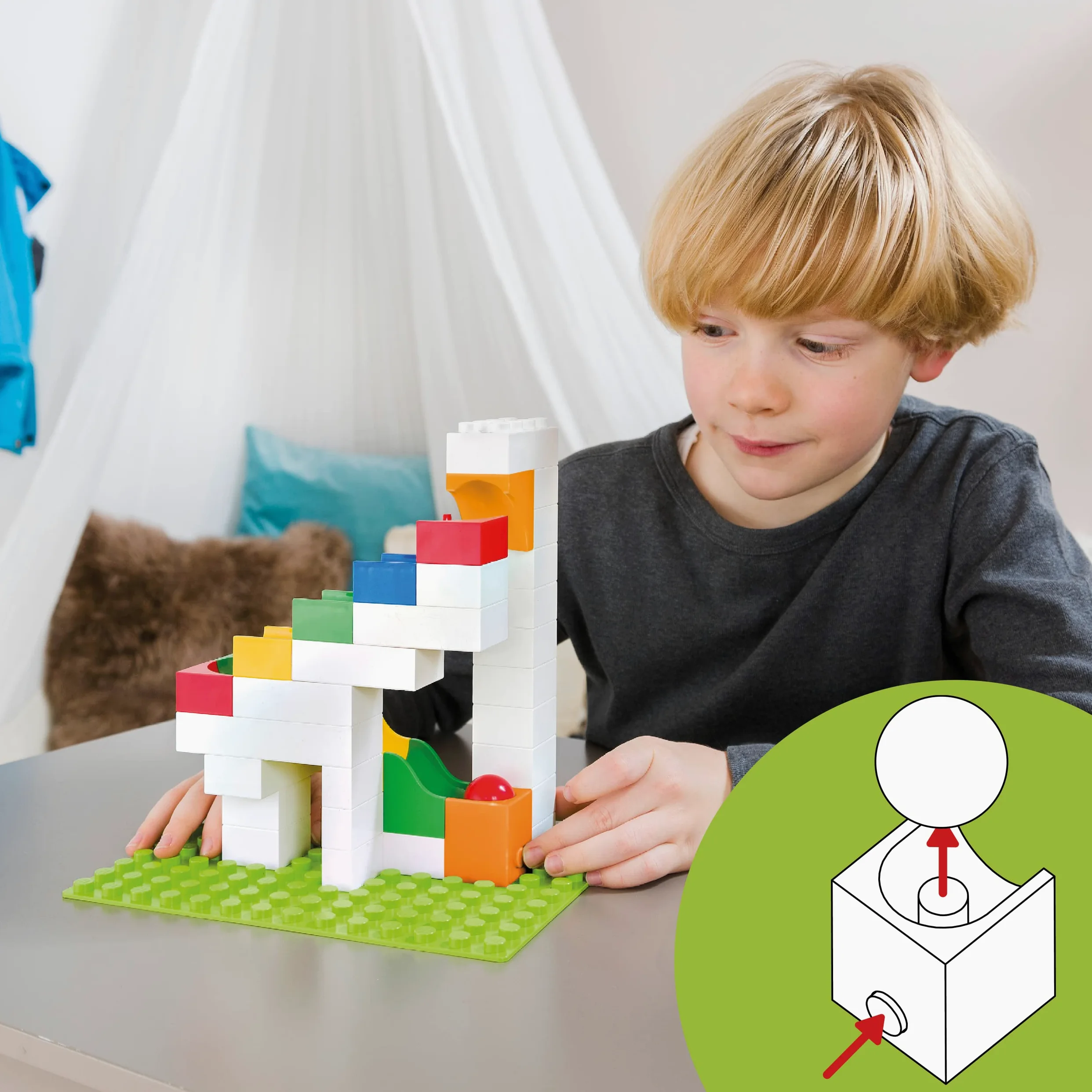 Hubelino Marble Run - Set di espansione per catapulta da 41 Pezzi, Prodotto in Germania, Certificato e premiato