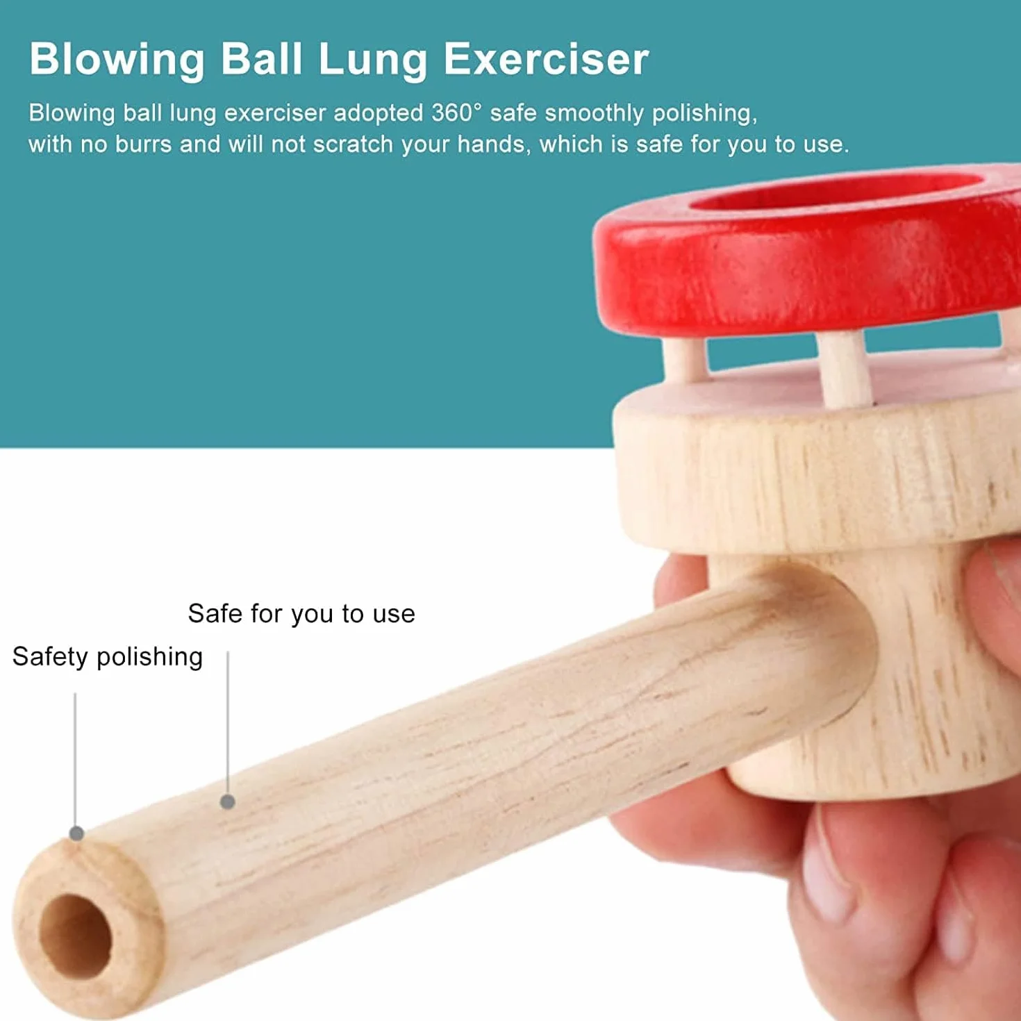 2 set di lembi palla giochi in legno per bambini palla fluttuante pustball legno pipa per bambini gioco di abilità per esercizi respiratori