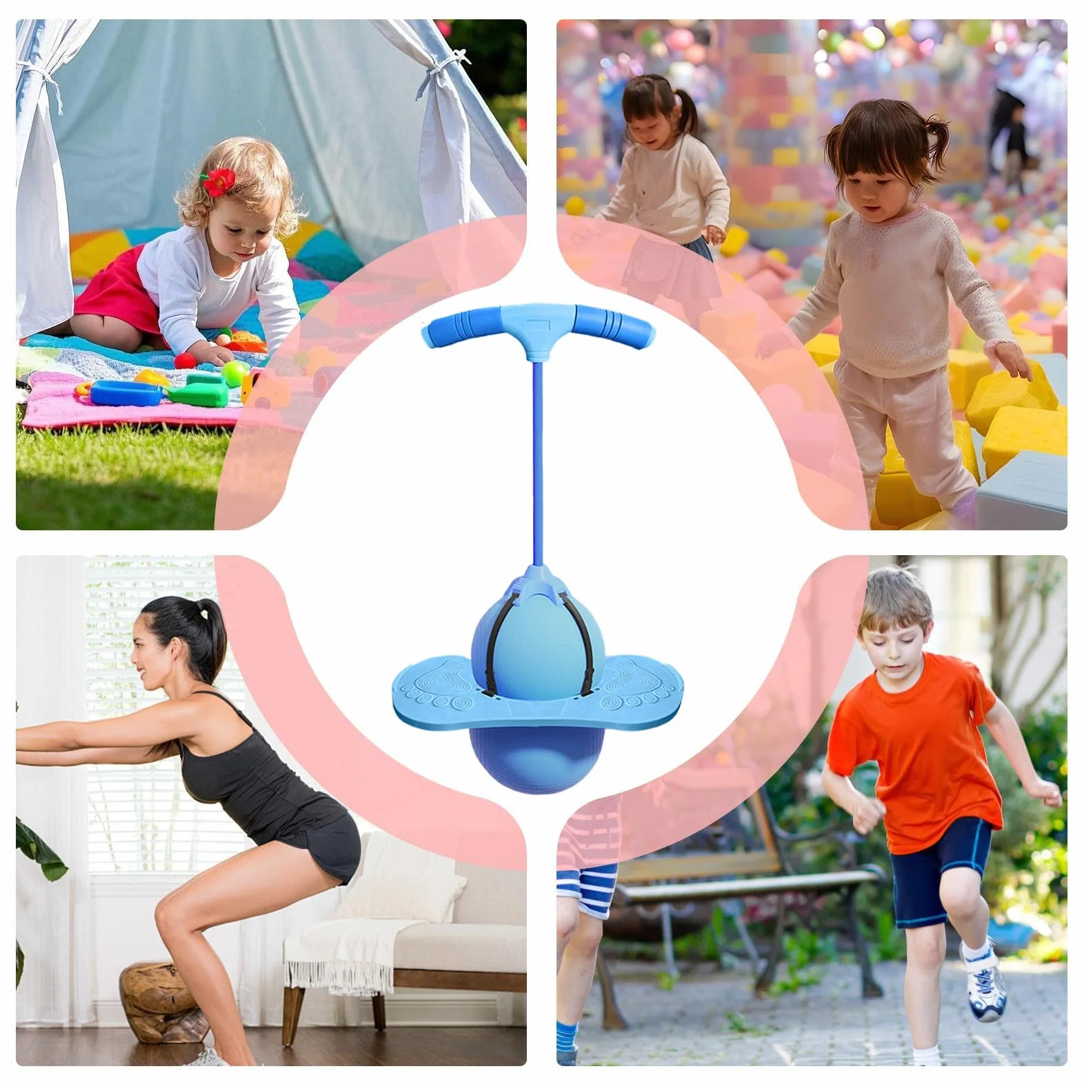 Hopping Ball Toy - Balance Jumping Exercise Ball for Kids Play | Inflatable Bouncy Seat with Handle Grip, Inflatable Bounce Seat, Active Indoor Outdoor Activity Toy for Preschool Backyard Fun