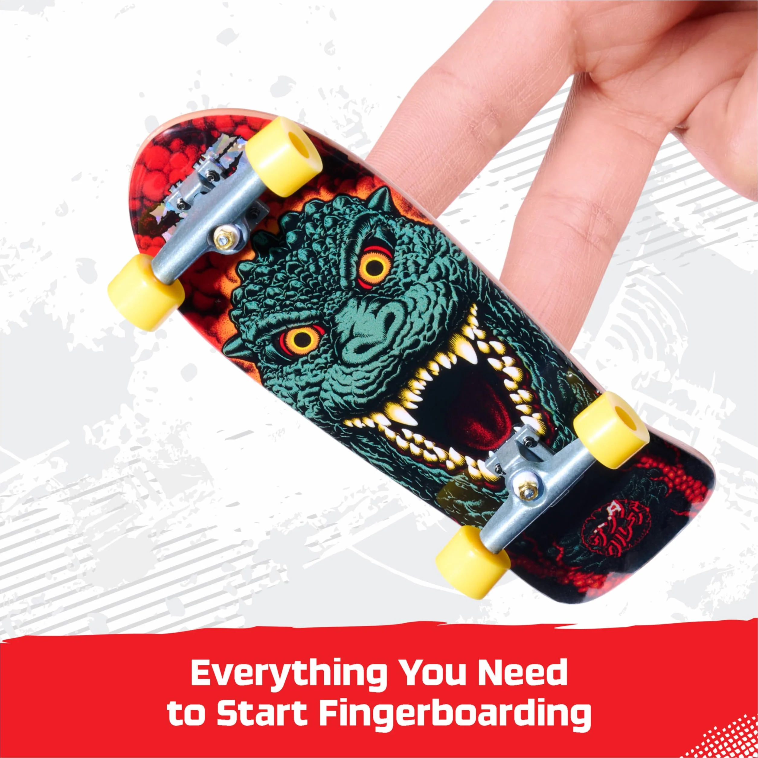 Tech Deck, Godzilla Sk8shop Fingerboard Bonus Pack, Mini Skateboard da Collezione Personalizzabili, Giocattoli per Bambini da 6 Anni in su