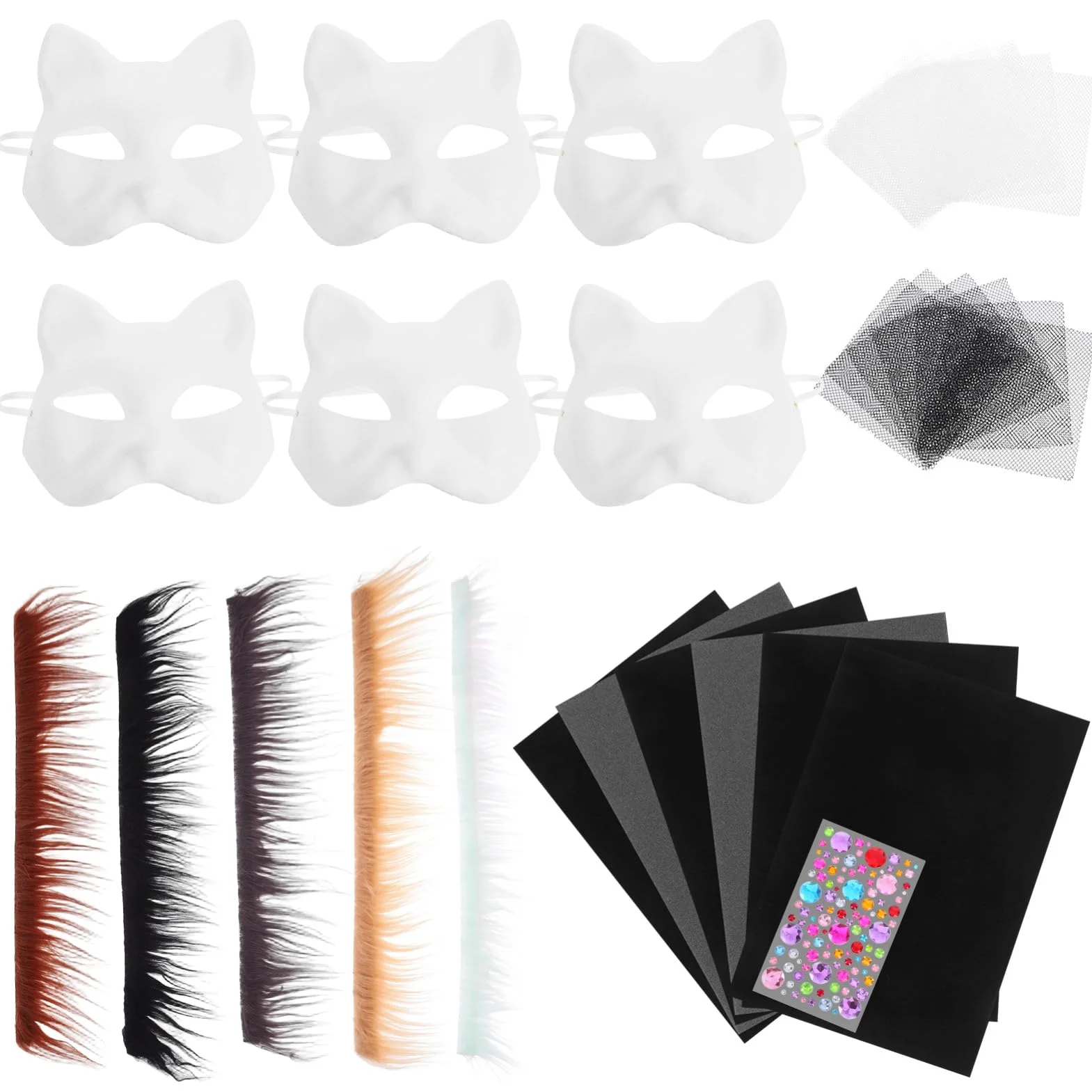 Maschere Animali Decorativi per Feste Maschera Cat Vuota per Diy Accessori per Cosplay e Balli Maschera Include Elementi Decorativi per Personalizzazione e Creatività Dei