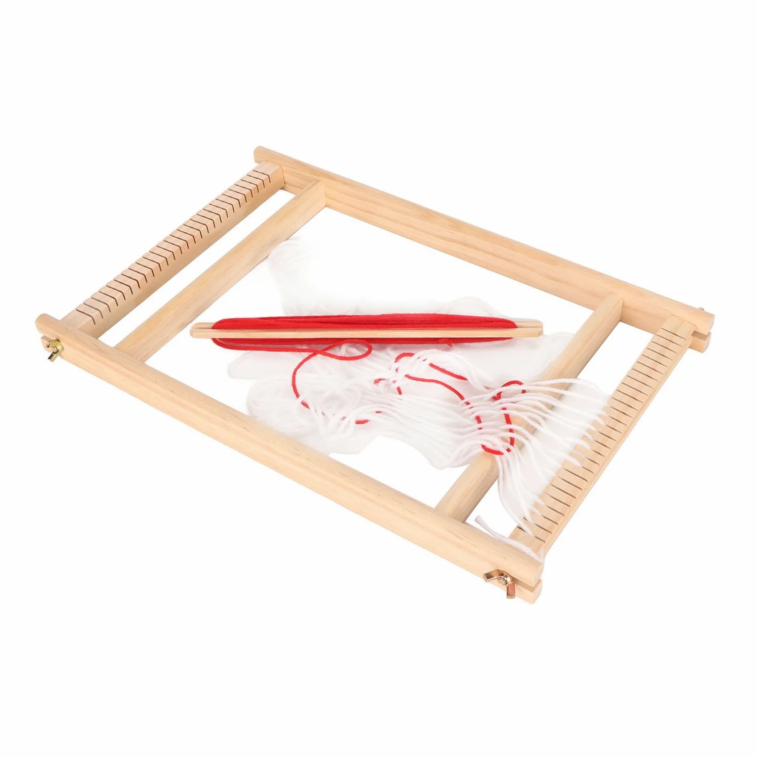 Mavaol Tessitura per bambini Funzionamento semplice Coordinazione occhio-mano Kit per tessitura di legno durevole con gomitolo di filato per bambini principianti