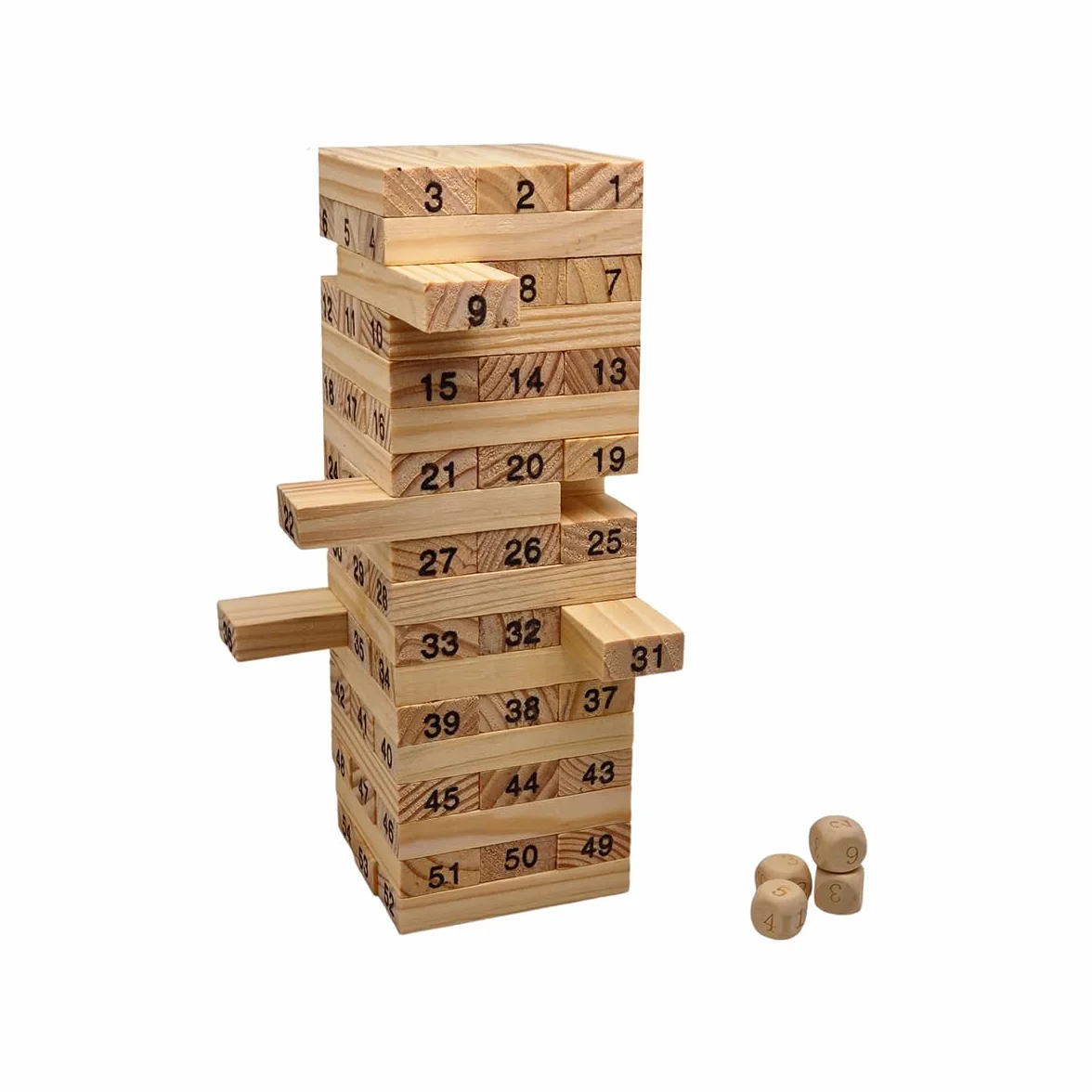 FAST WORLD SHOPPING – Gioco di Società Torre Traballante in Legno con 54 Mattoncini Numerati e Dadi da gioco, Giochi da Tavolo di Abilità e Concentrazione