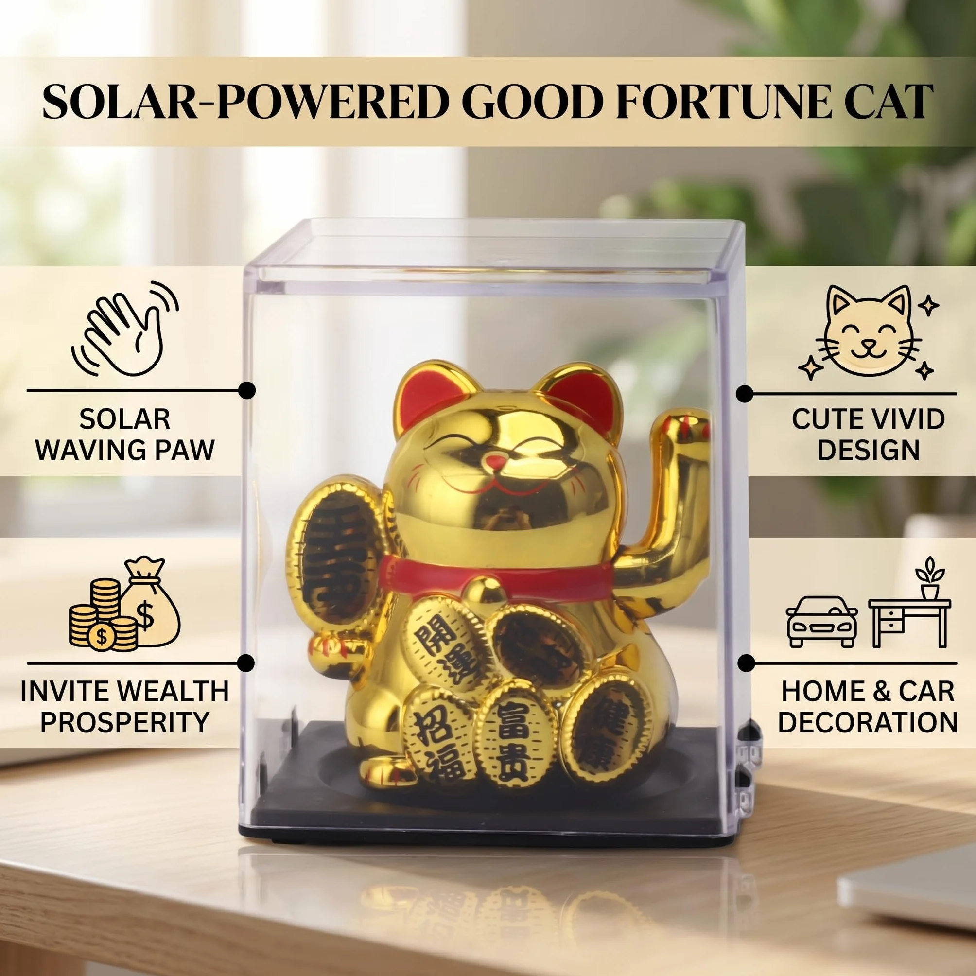 Gatto Ondeggiante ad Energia Solare, Decorazione da 5 cm, per Auto e Ufficio, #4