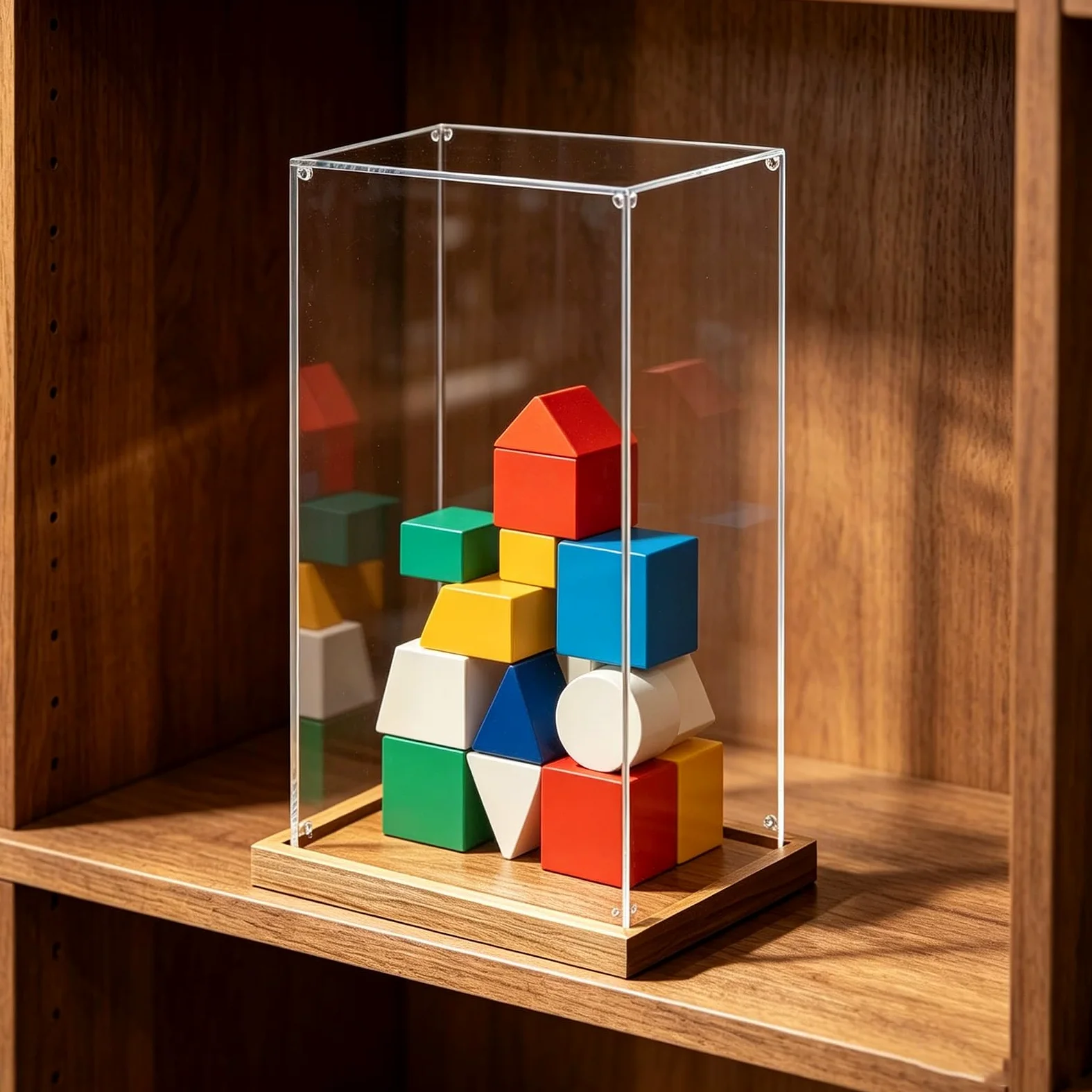 Vetrinetta Espositiva Vetrina Espositiva Extra Alta In Acrilico con Base In Legno, Ampia Scatola Protettiva Antipolvere per Modellini/figurine, Cubo Organizer Trasparente(40x25x60cm(16"x10"x24"))