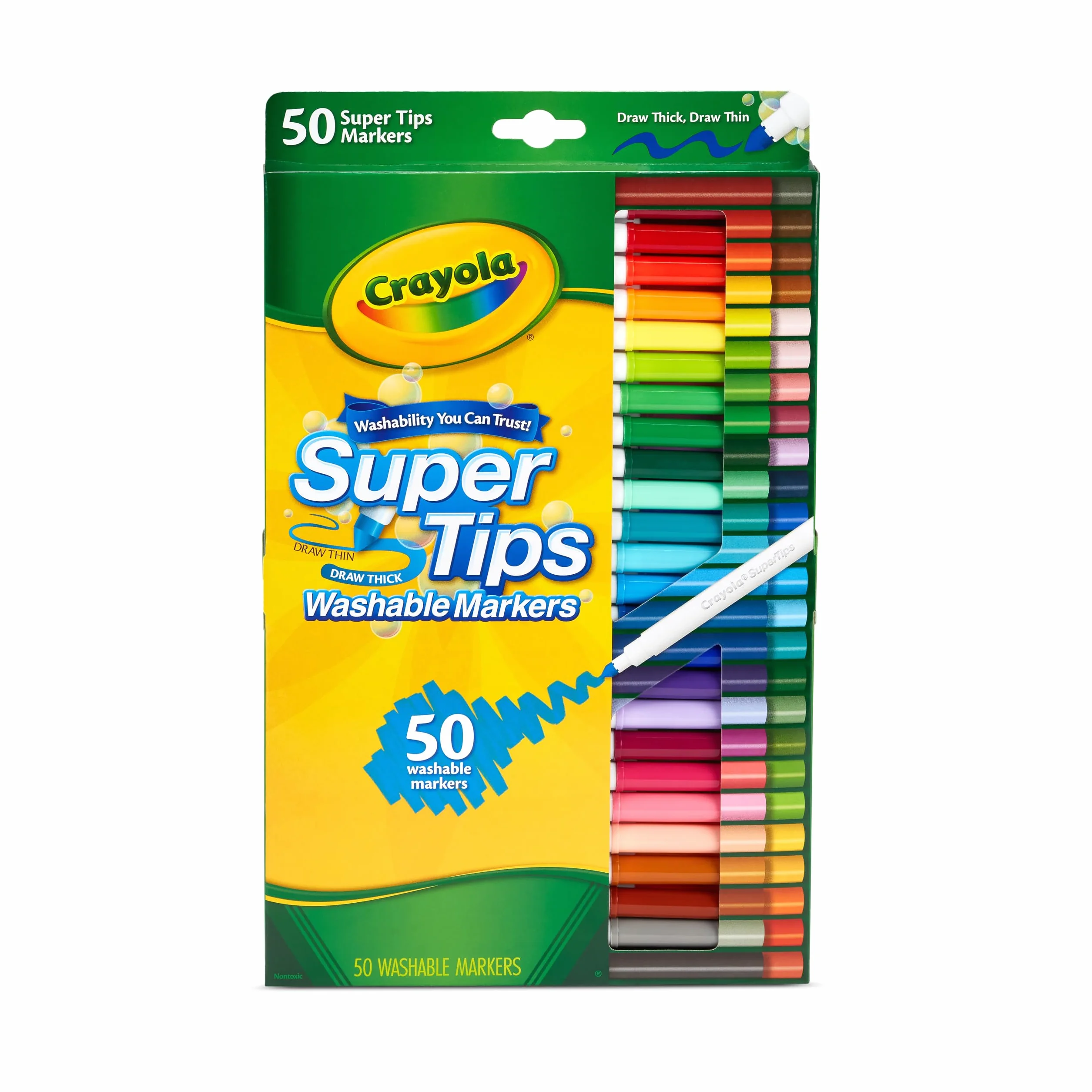 CRAYOLA Super Tips Pennarelli Lavabili Punta Media 50 Pezzi Colori Assortiti