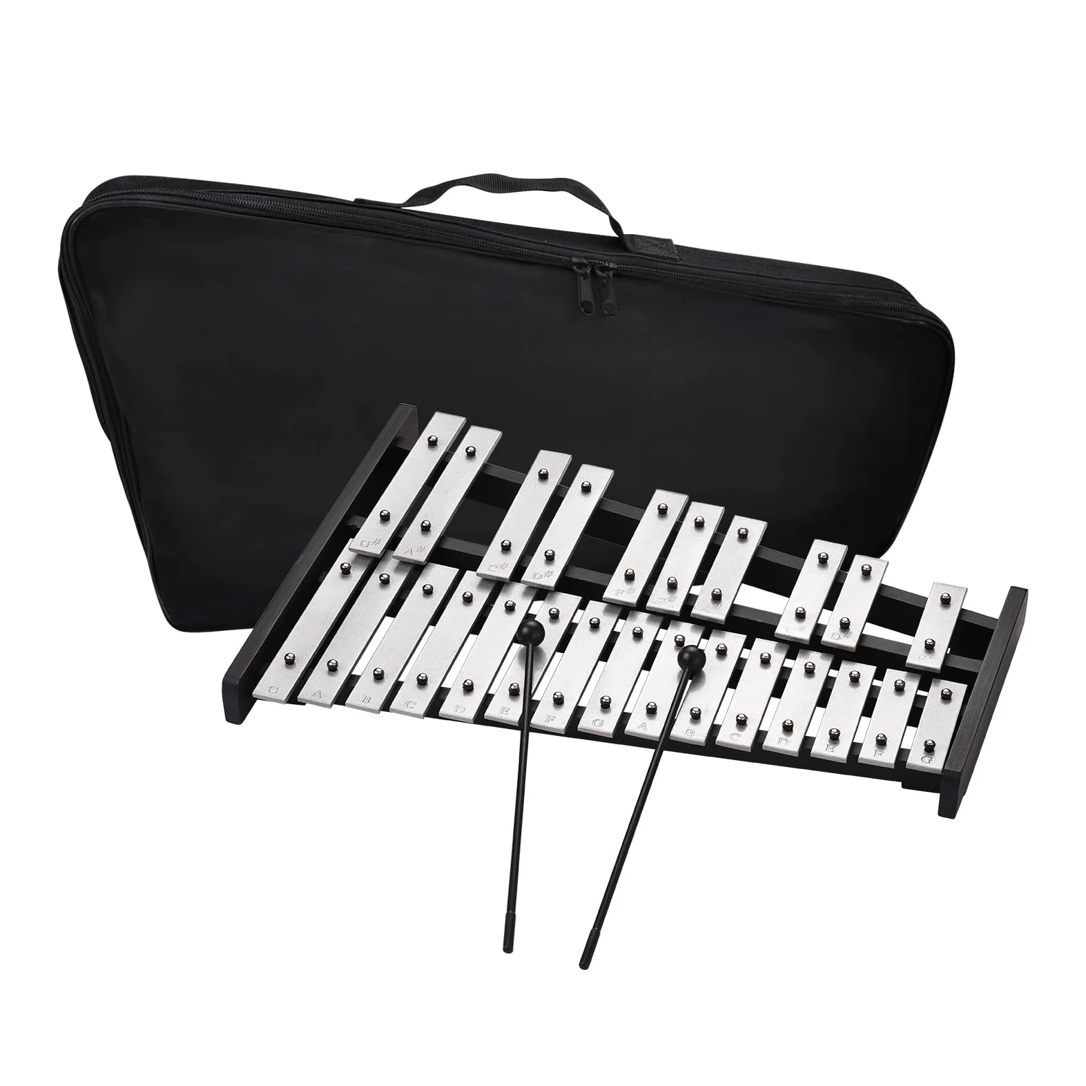 Xilofono 25 Note Glockenspiel con Barre in Alluminio Base in Legno Strumento Musicale per Bambini Adulti Principianti Amanti della Musica con Borsa Tasti Argentati