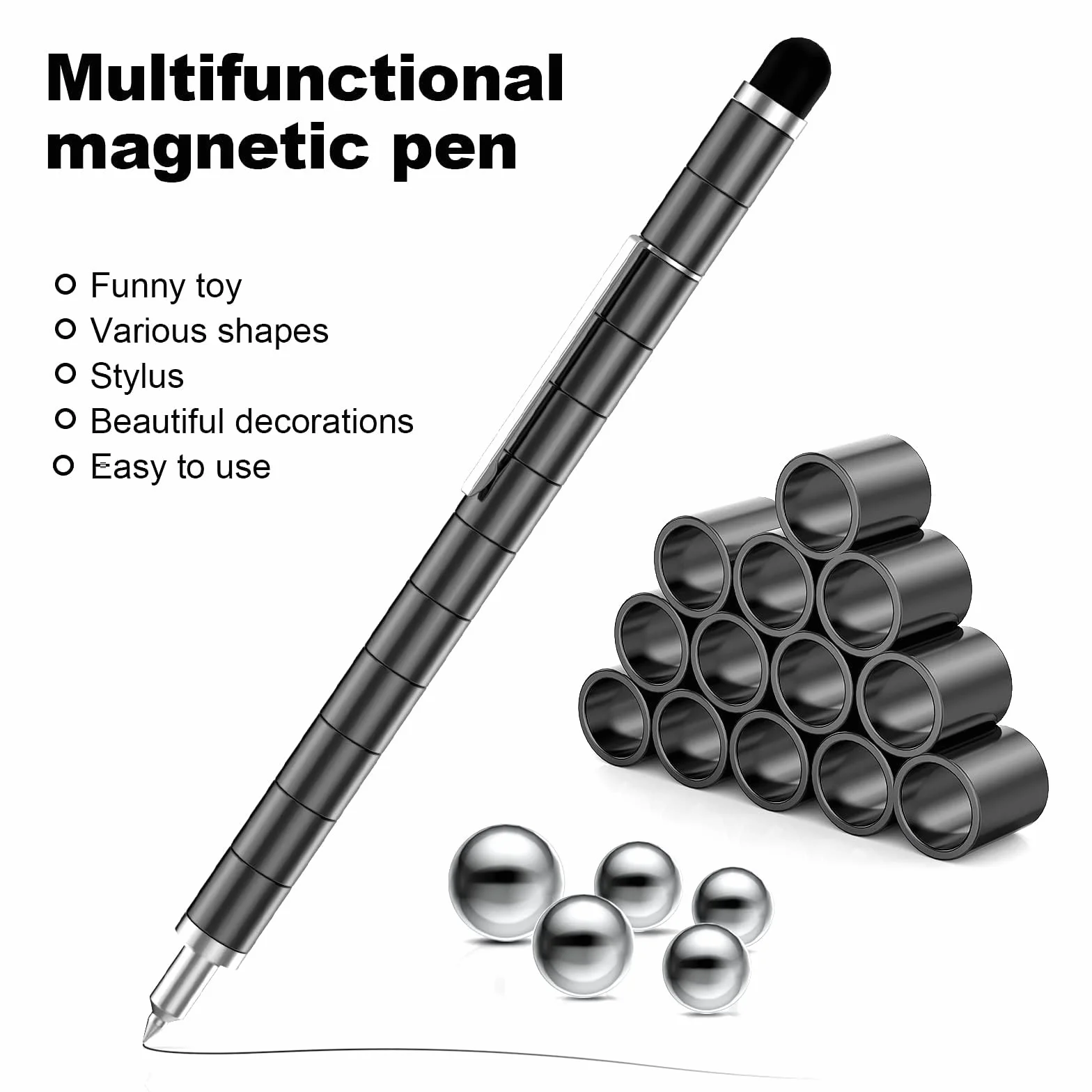 Fidget Pen Multifunzione Magnetica Regalo Uomo Stress Relief Nero