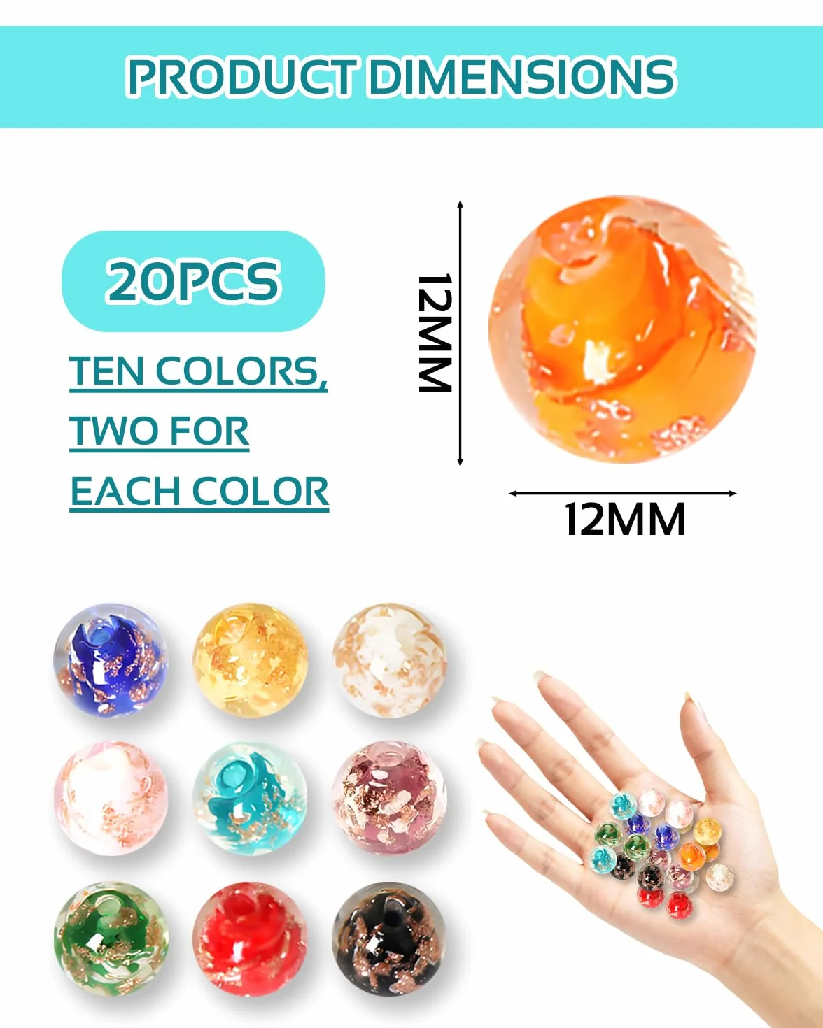 DAFNE biglie di vetro fosforescenti 13 mm 10 colori per bambini giochi fai da te decorazioni casa