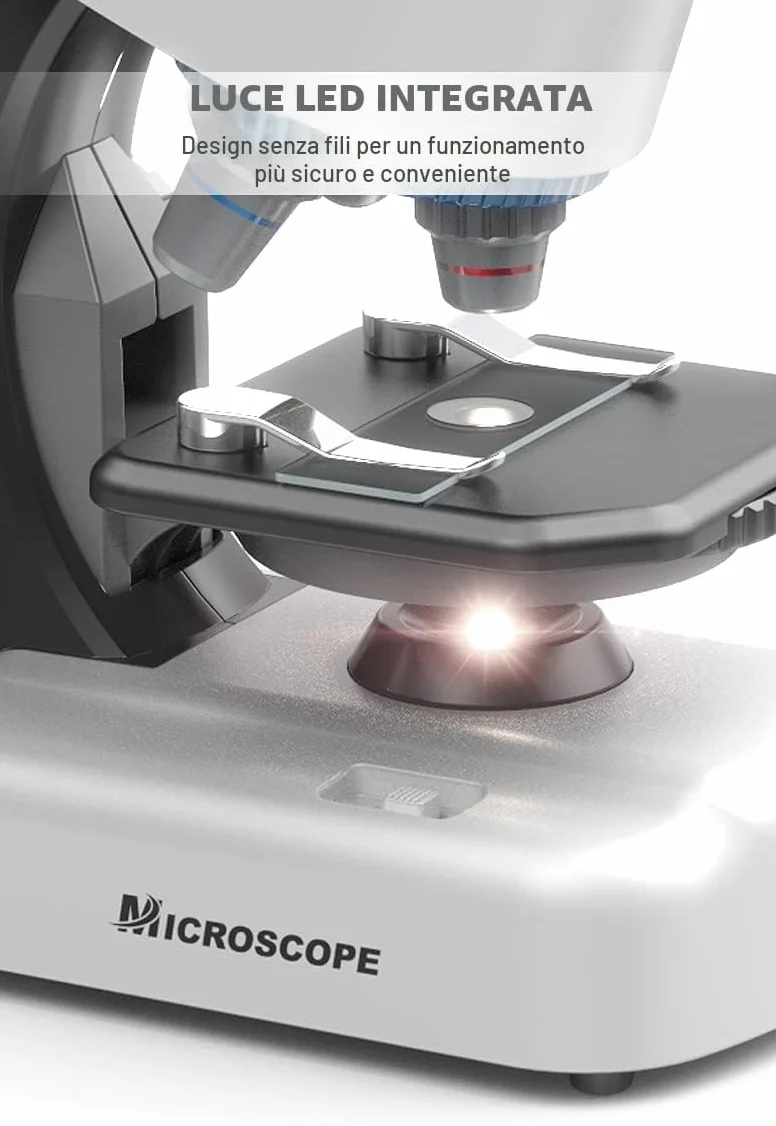 STEM Microscopio per bambini Studente Principiante per Bambini Microscopi Scientifico kit Monoculari 40X- 1200X con di Scienze Educative 6+Anni