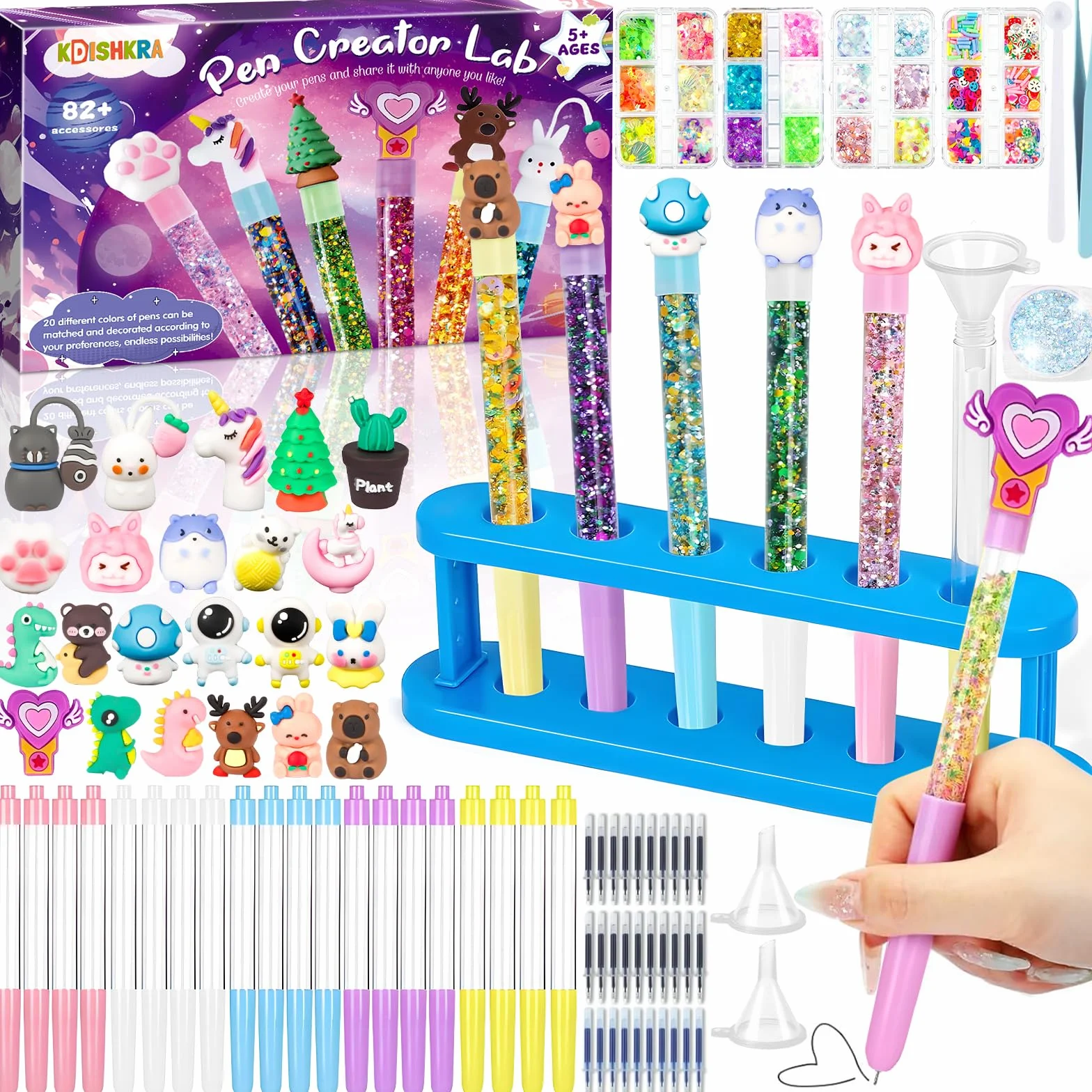 Laboratorio Delle Penne 102 Accessori Kit Creativo per Creare Penne Carine, Fai da te, Idee Regalo Bambina 5-12 Anni