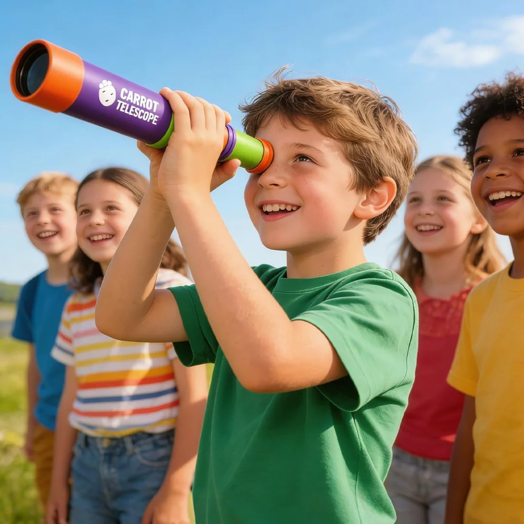 Cannocchiale per Bambini 8x - Materiale Plastico Leggero, Regalo Perfetto per Osservazione Uccelli & Attività Outdoor