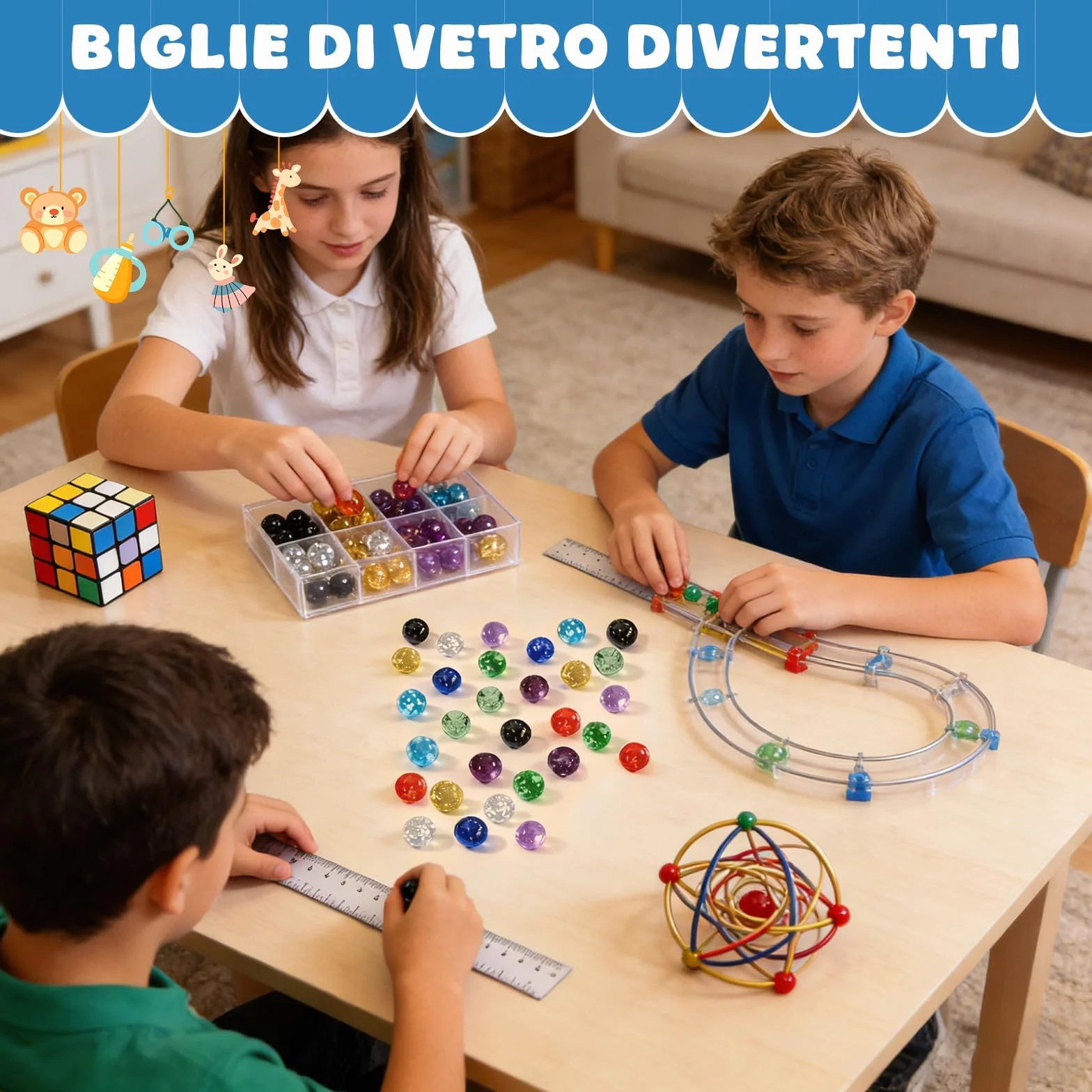 Biglie di Vetro 16mm Bagliore Nel Buio 30 Pezzi per Bambini Giocattoli Tradizionali
