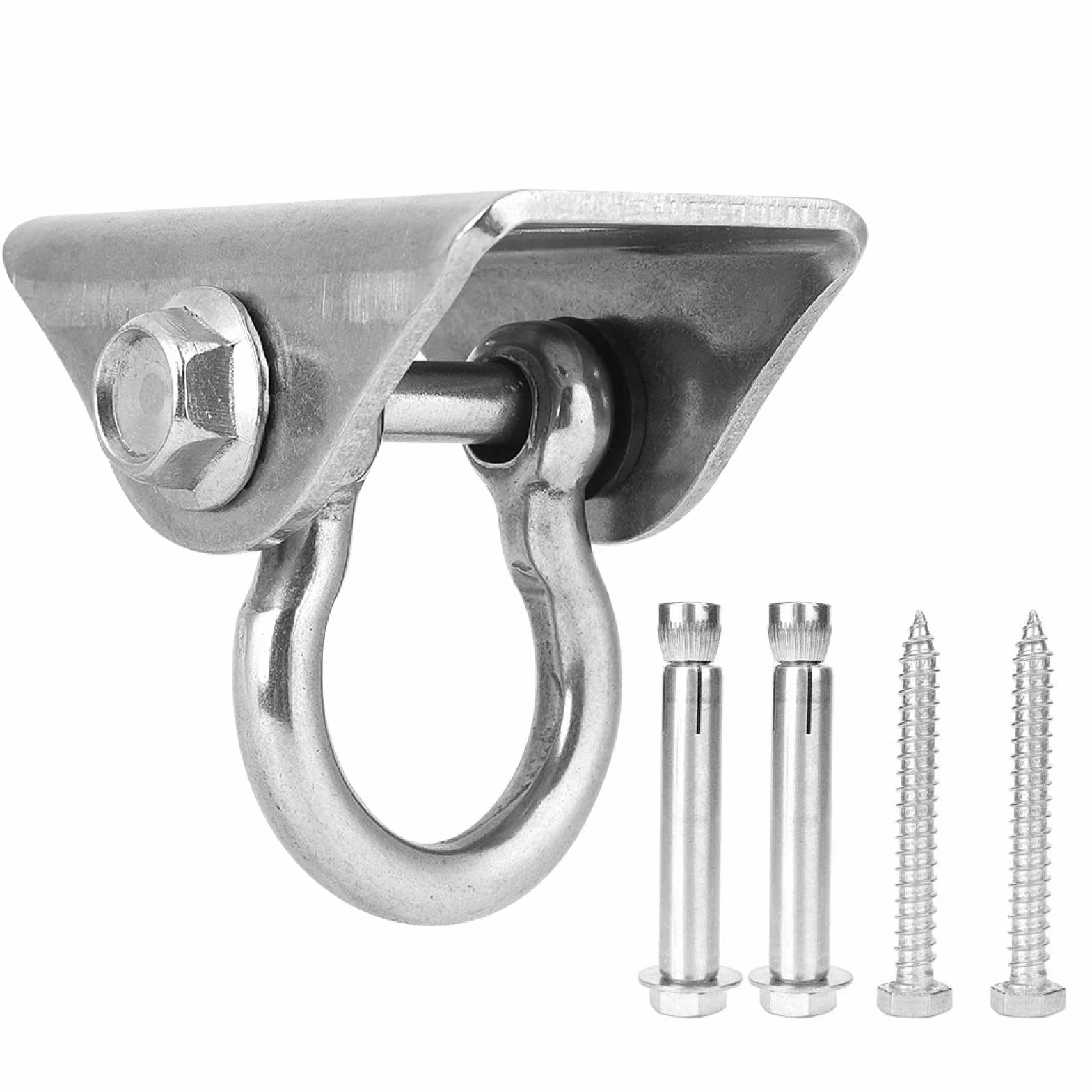 Fyearfly Ganci Soffitto Acciaio Inox, Ganci Altalena con Viti per Portico Dondoli Area Giochi Gym Sacco da Boxe Fune Amache Sedie Sospese Yoga Sospensione Ferramenta con Piastra Fissa