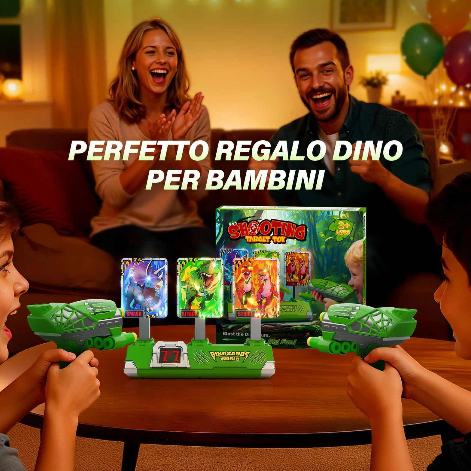 Dinosauri Tiro Bersaglio Elettrico Digitale con Pistola Giocattolo per Bambini 3-12 Anni