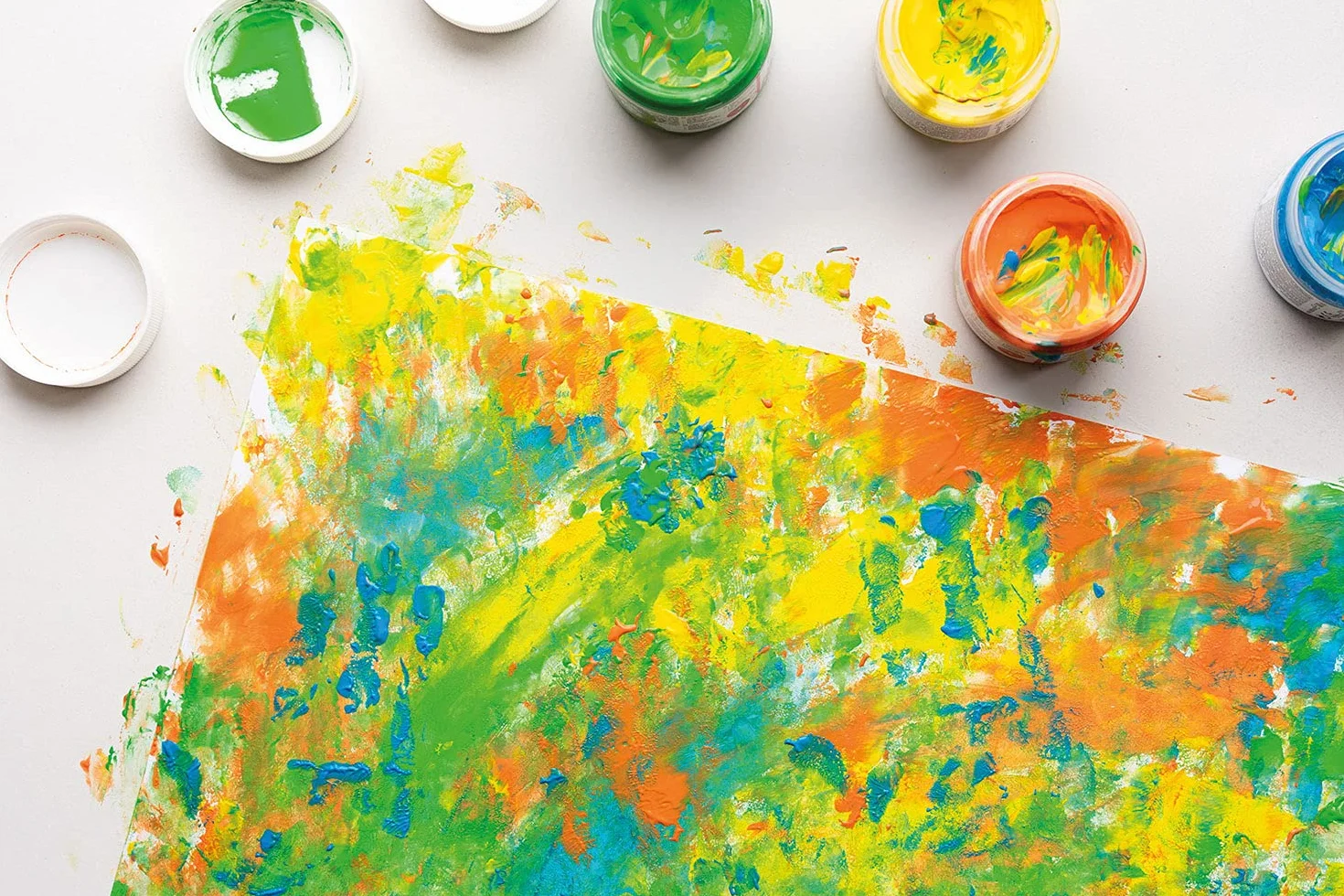 Marabu, set di 6 colori vivaci KiDS, ciascuno da 35 ml, adatti per dipingere con le mani all’asilo, a scuola, in terapia e a casa, senza parabeni, vegani, senza lattosio e glutine, 0303000050800