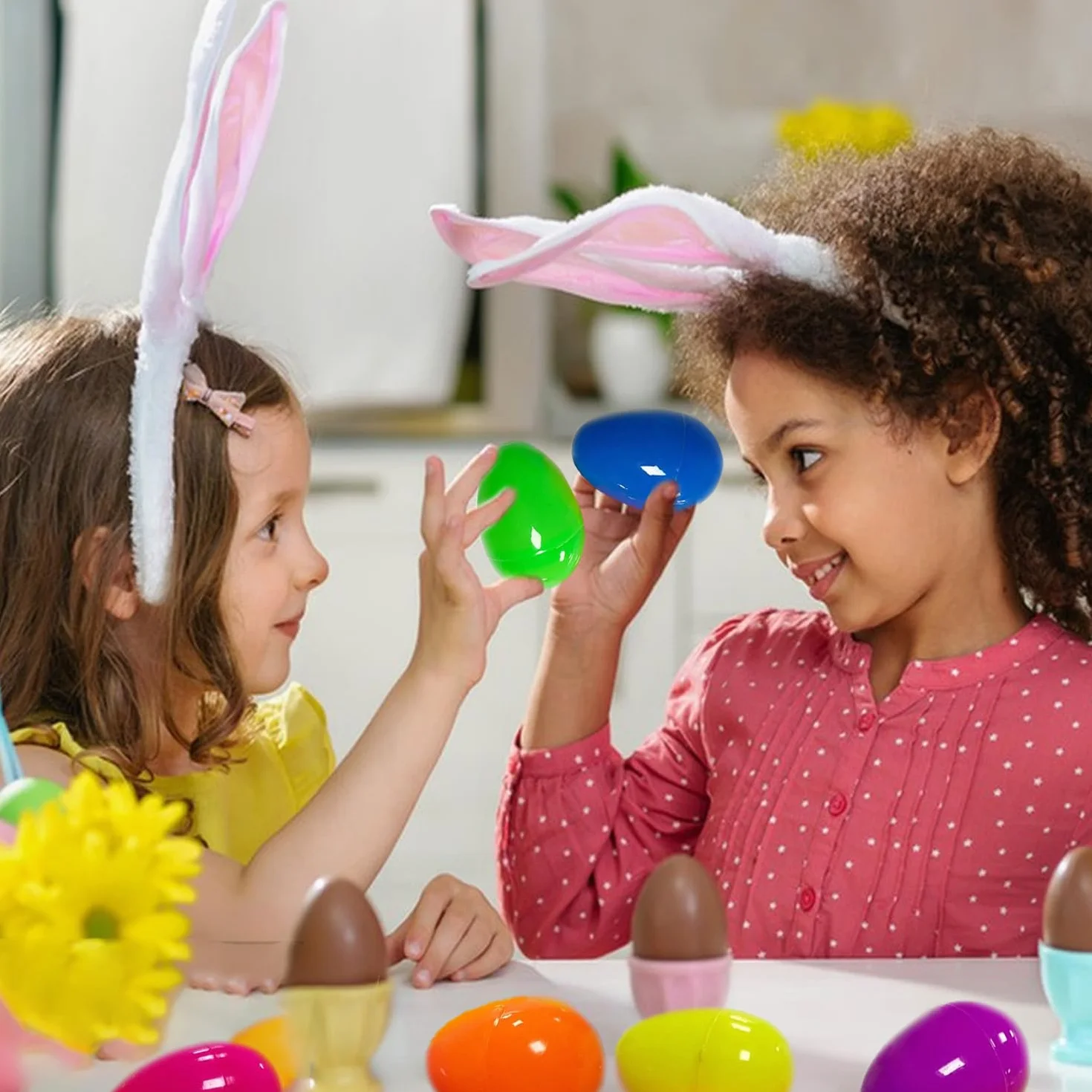 KEELYY 24 PCS Uova di Pasqua da Riempire, 8cm Uova di Plastica Apribili, Guscio Uovo di Pasqua, per Pasqua Regali di Caccia e Caramelle per Bambini