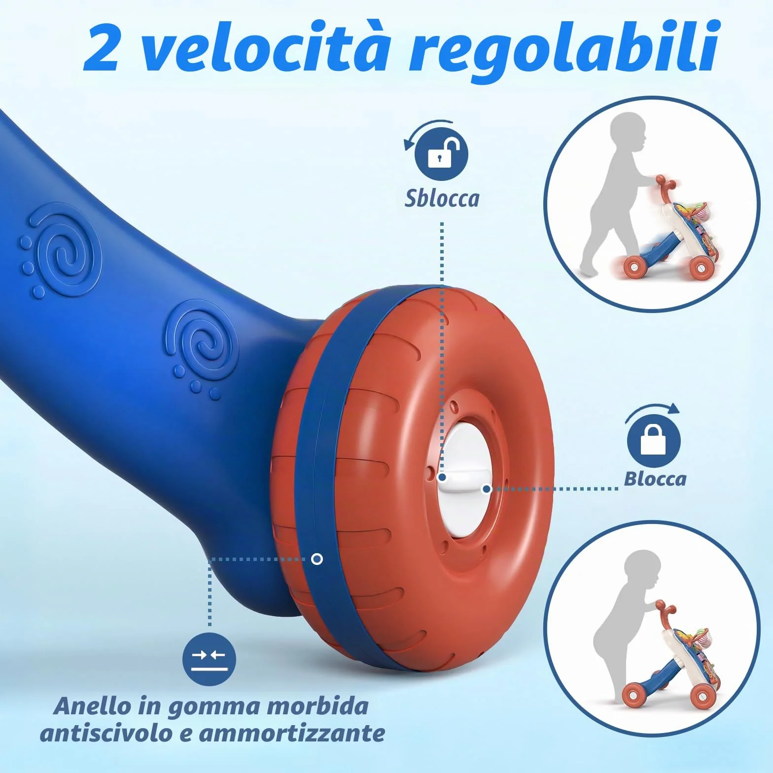QDRAGON 3 in 1 Girello per Bambini, Centro Di Attività Educativa per Imparare a Camminare, Seduti, In Piedi, Neonato Gioco Educativo, Primi Passi per Bambini, Giochi Bambini 12-36 Mesi, Blu