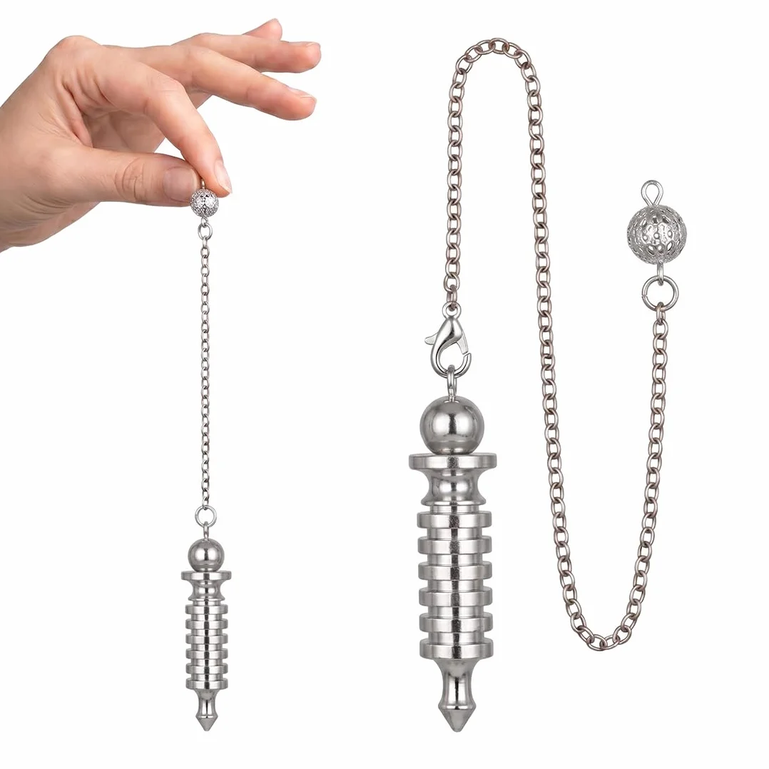 Pendolo Esoterico,Pendolo in Rame,Pendolo Divinatorio,Pendolo Caotico,per Esoterismo in Metallo,per Divinazione,Accessori per Tarocchi,Regali per Gli Amanti dei Tarocchi(Argento)