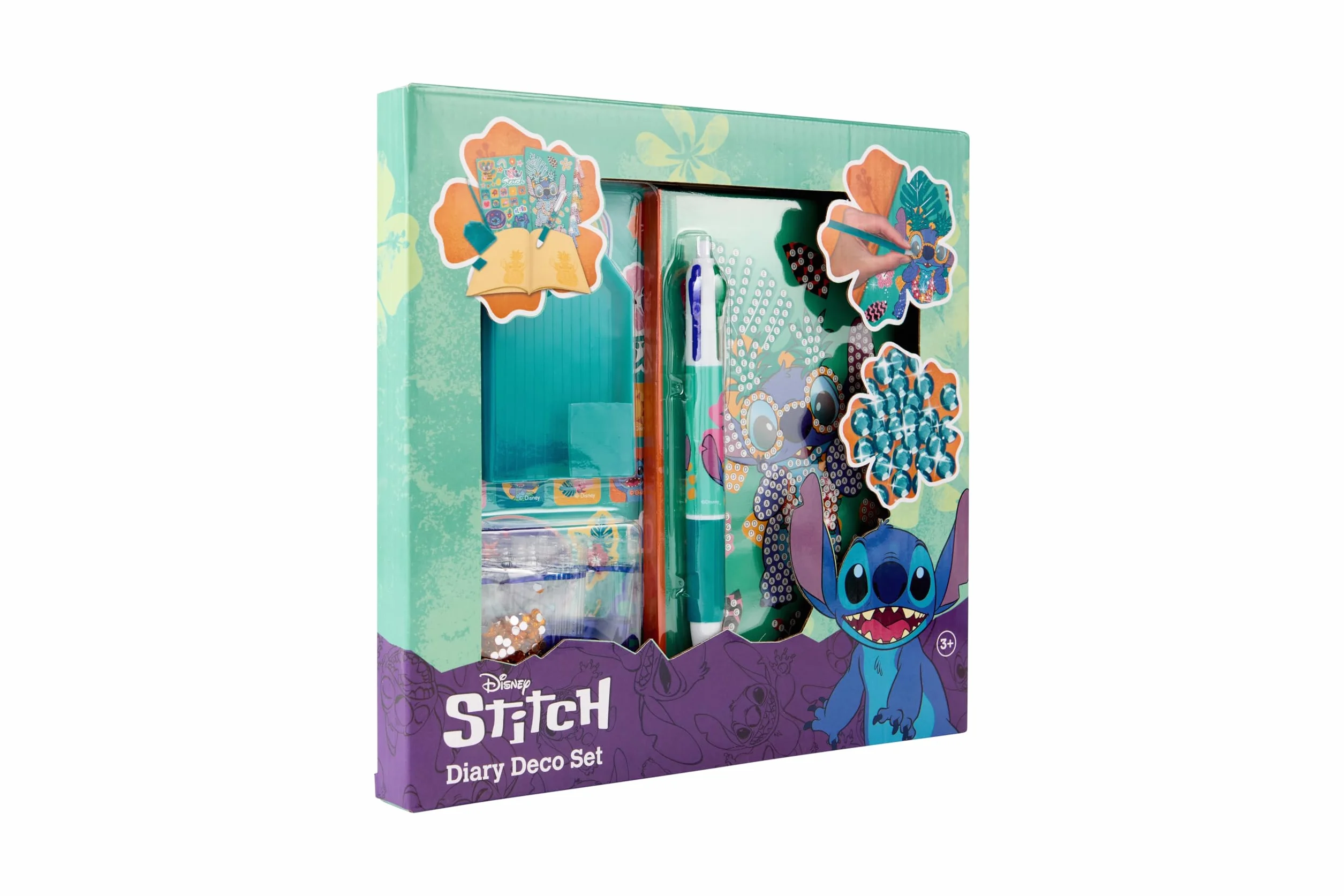 Set Diario Stitch per bambini | Kit Diamond Painting per bricolage dai 3 anni | Con adesivi e pietre glitterate | Regalo creativo per ragazze | Kit fai da te con diario, penna, adesivi e diamanti