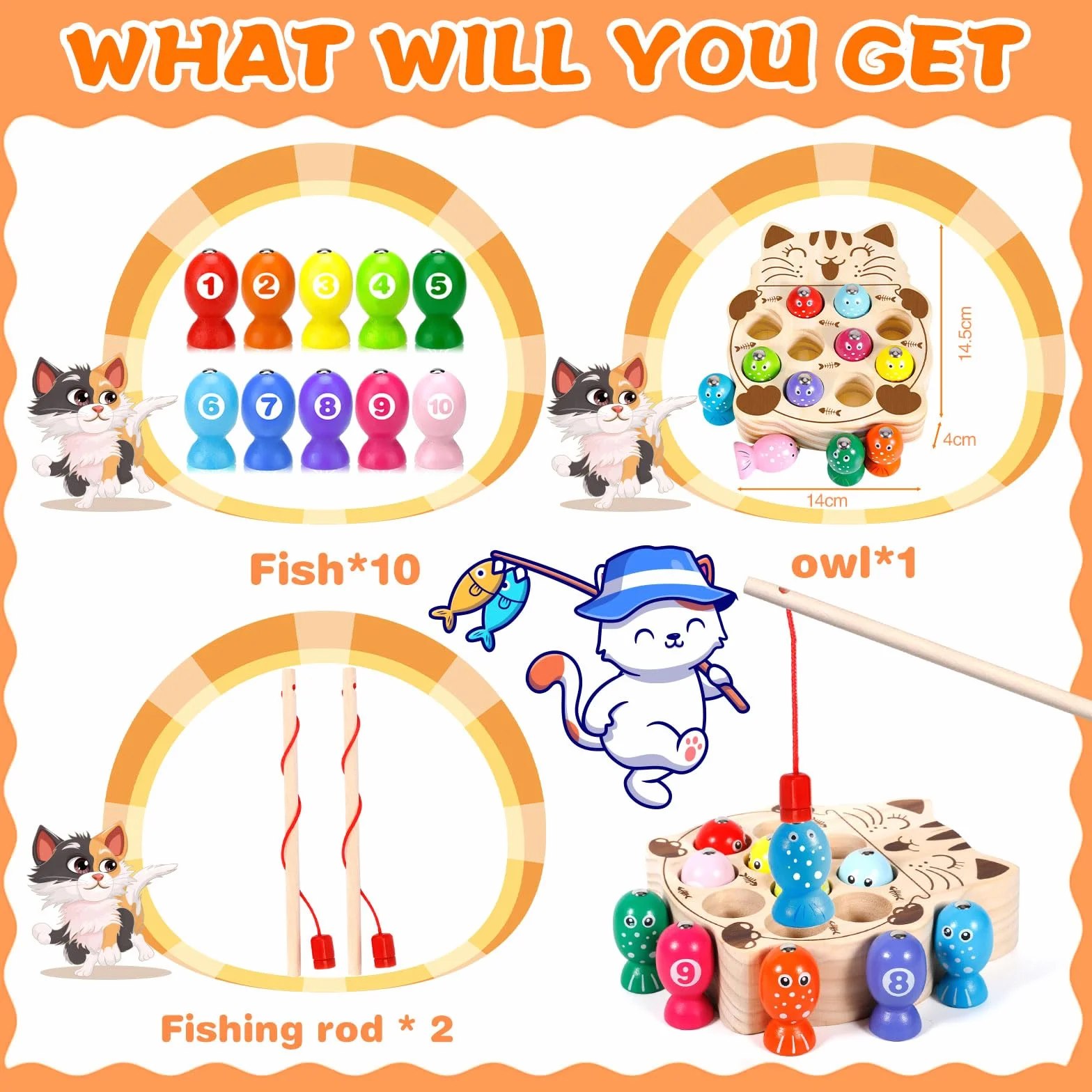 Giochi in Legno Pesca per Bambini 3 Anni Montessori Magnetico Educativo