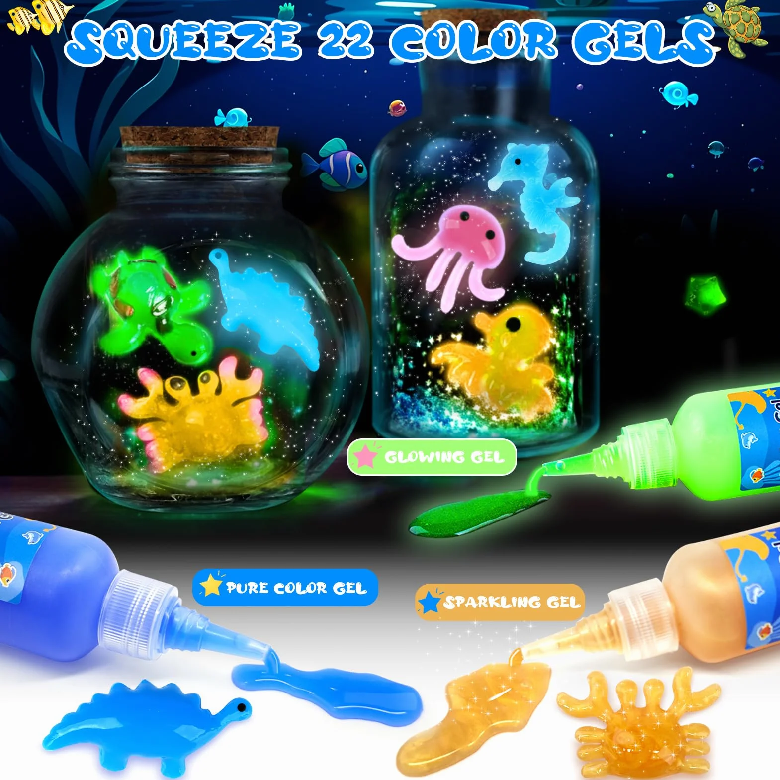 Dreamon Magic Water Gel Toy Kit 3D Aqua Gelz Set 22 Colori 16 Forme Giocattolo Creativo Bambini 3+