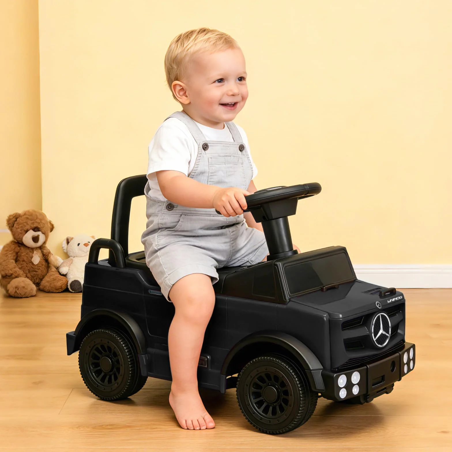 Macchina Cavalcabile Bambini Mercedes-Benz Unimog Licenza, Primi Passi 1-2 Anni Auto Glissante Bianco