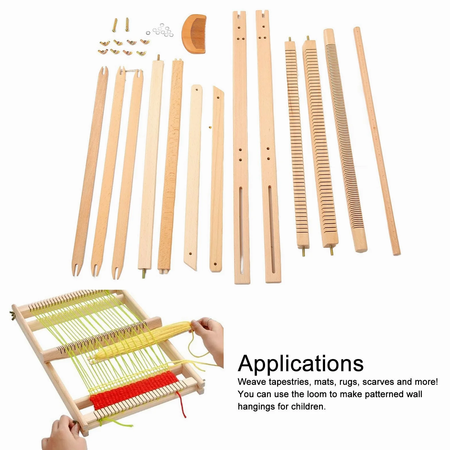 SIXRUN Kit di Tessitura Multi Artigianale in Legno con Telaio di Ordito Integrabile per Bambini Adulti Principianti