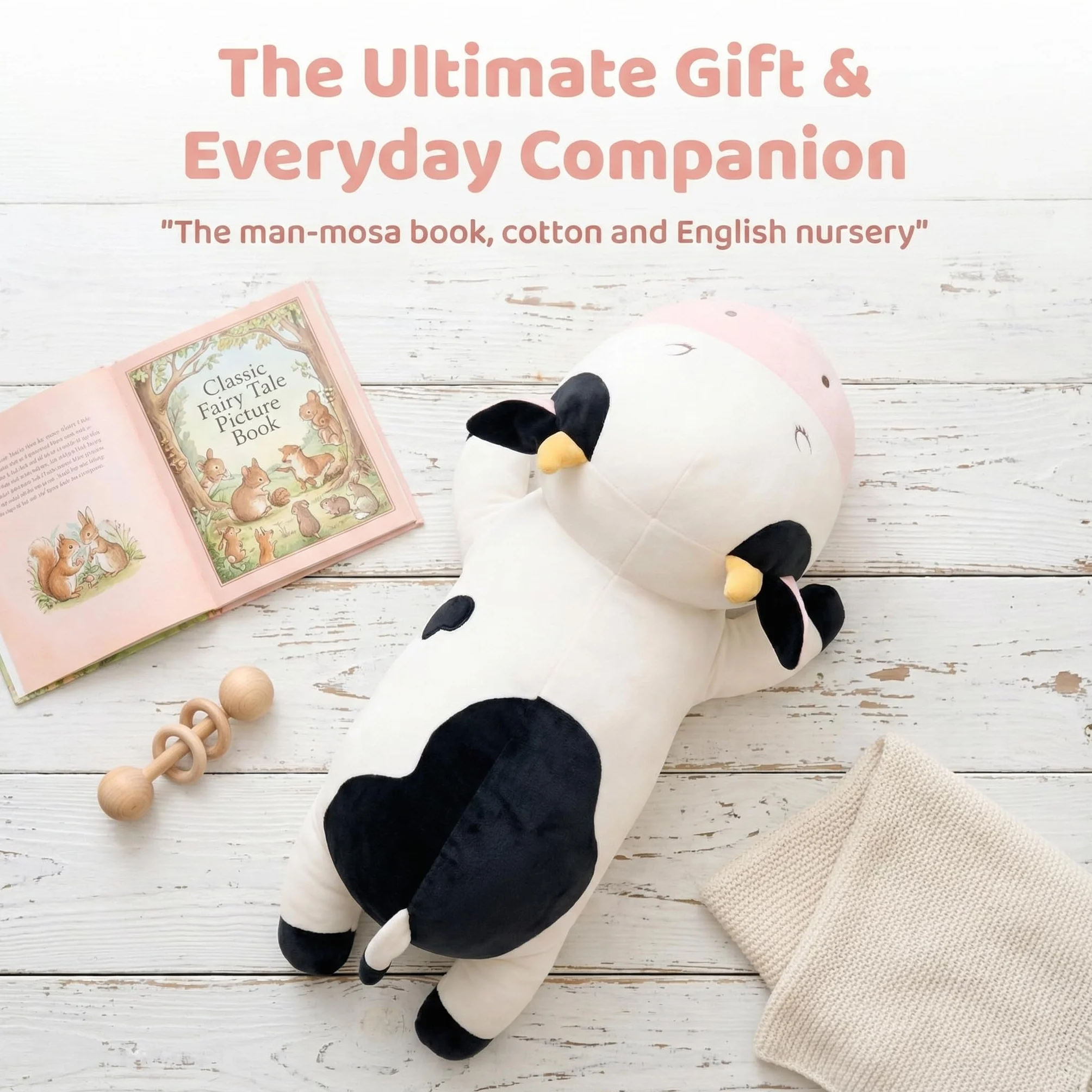 GAGAKU - Peluche di mucca da latte pesante, peluche di mucca da latte pesante per l'ansia, dolce peluche cuscino giocattolo regalo per bambini e adulti 66 cm