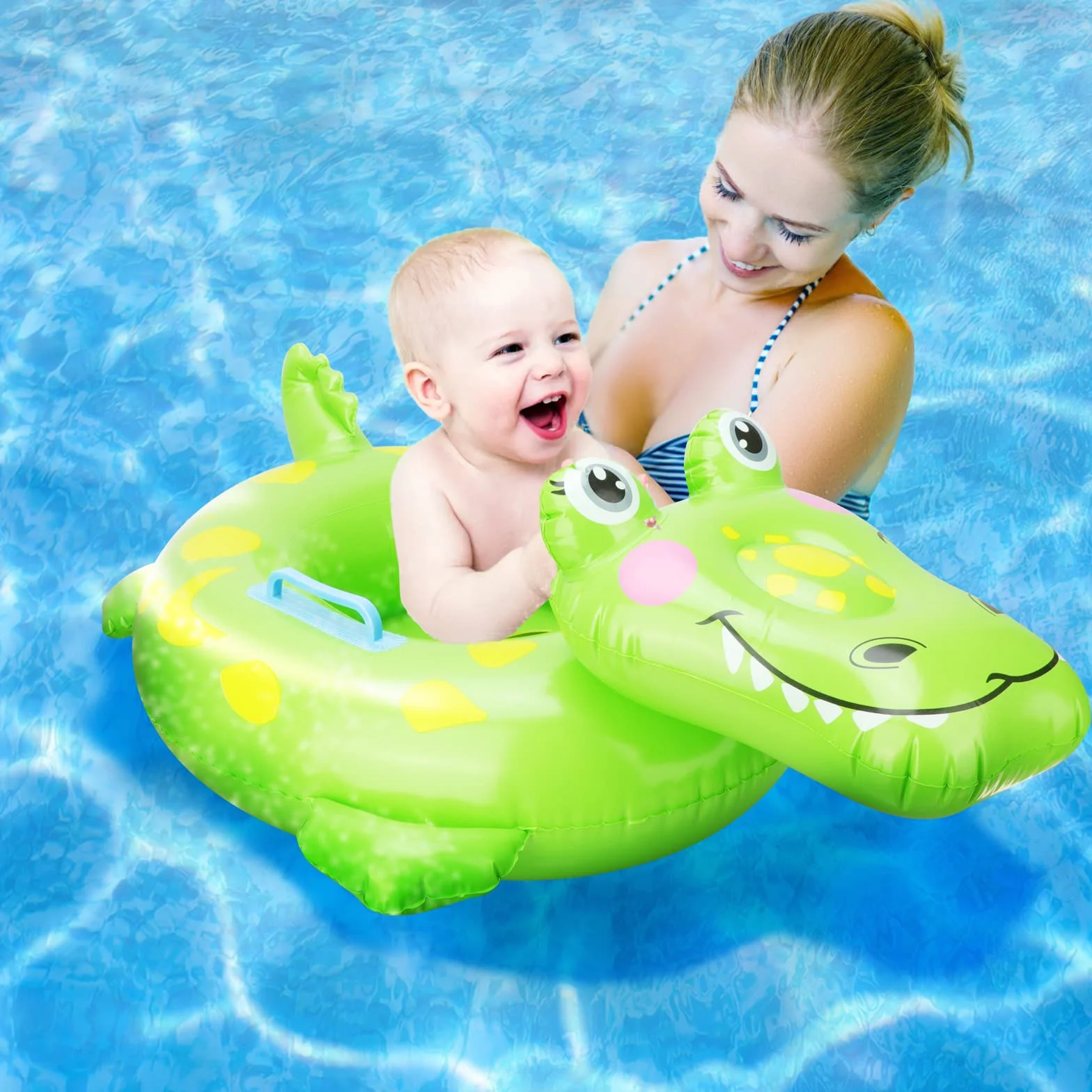 Anello di Nuoto a Forma Coccodrillo, 3D Baby Float Salvagente con Seggiolino, Salvagente Neonato Galleggiante Gonfiabile del Bambino Dell'anello di Nuoto del Bambino, Bambini Piscina Giocattolo