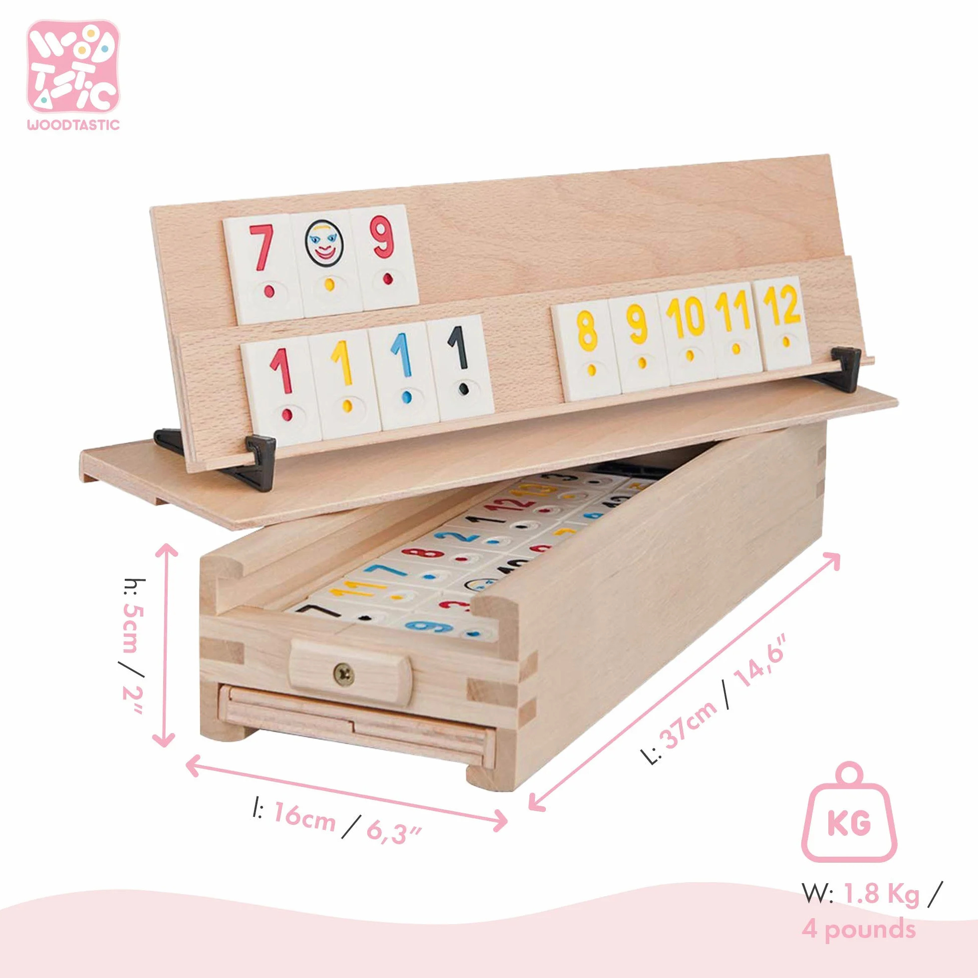 Gioco di Rummy in Legno: Un gioco da Tavolo di alta Qualità Realizzato in Legno Massiccio di Faggio