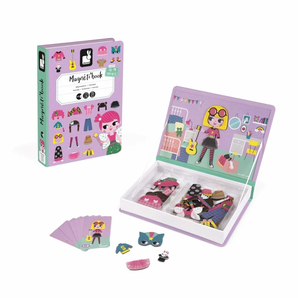 Janod Magnéti' Book Ragazzina Gioco Educativo Magnetico 50 Pezzi Apprendimento Motricità Fine Immaginazione 3 Anni