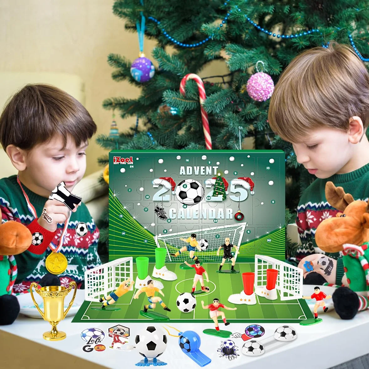 iZoeL Calendario Avvento Calcio Calendario Avvento 2025 Giocattolo per Bambini Idee Regalo Natale 2025 per 3 4 5 6 7 8 Anni Bambini Ado, Regali di Natale per Figlio Figlia Nipote Fratelli Sorelle
