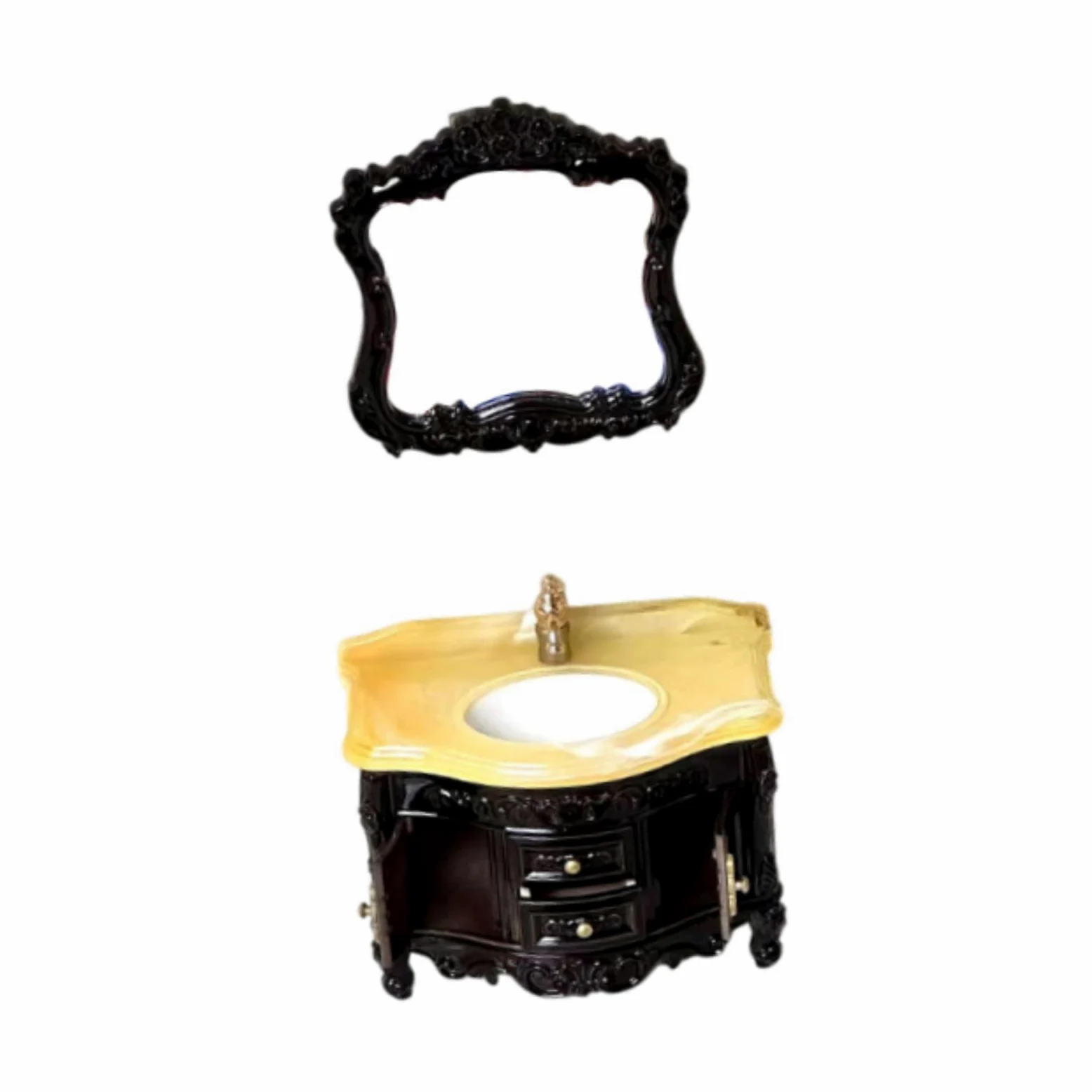Set Lavabo E Armadio In Miniatura Casa Delle Bambole Nero | set da 2 pezzi, dettagli realistici, materiale PP resistente