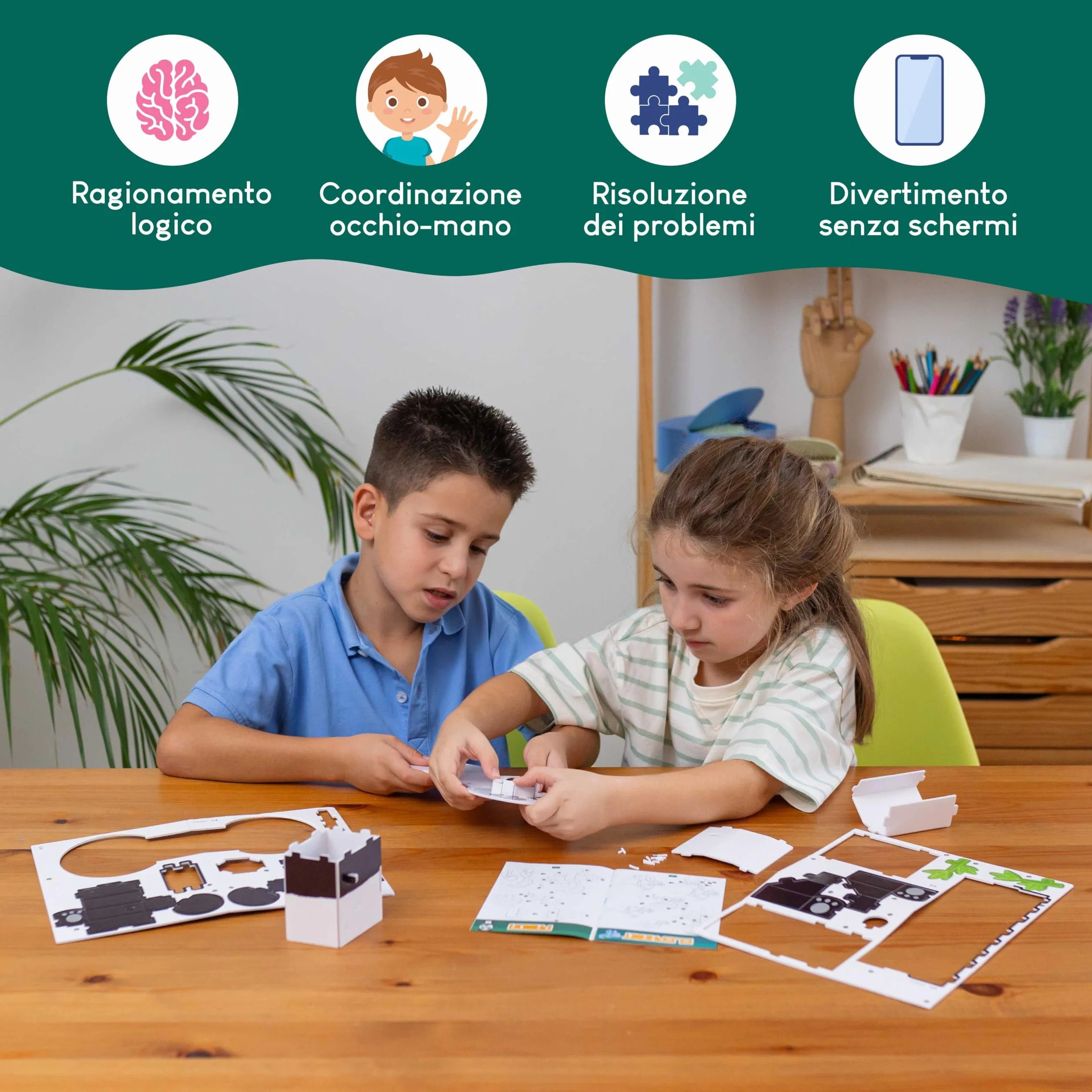 BONNYCO Puzzle 3D Bambini Animali della Giungla Pack 8. Giochi Bambini Educativi Giocattoli, 3D Puzzle Bambino e Bambina. Regalo Bambino 6 7 8 9 10 Anni, Regali Giochi Creativi Compleanno Natale