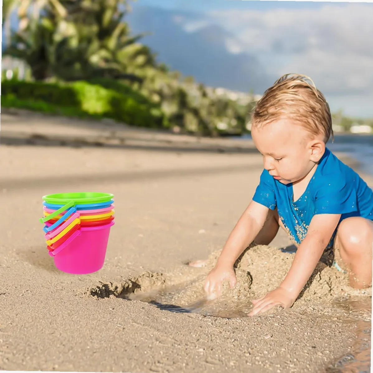 Secchiello Gioco Mare 12 Pezzi Ragazzo Ragazza da Spiaggia per Abs | Festa Estiva, Secchiello Resistente, Accessori da Spiaggia per Giardino e Sabbia, Set Versatile per Ragazzo Ragazza