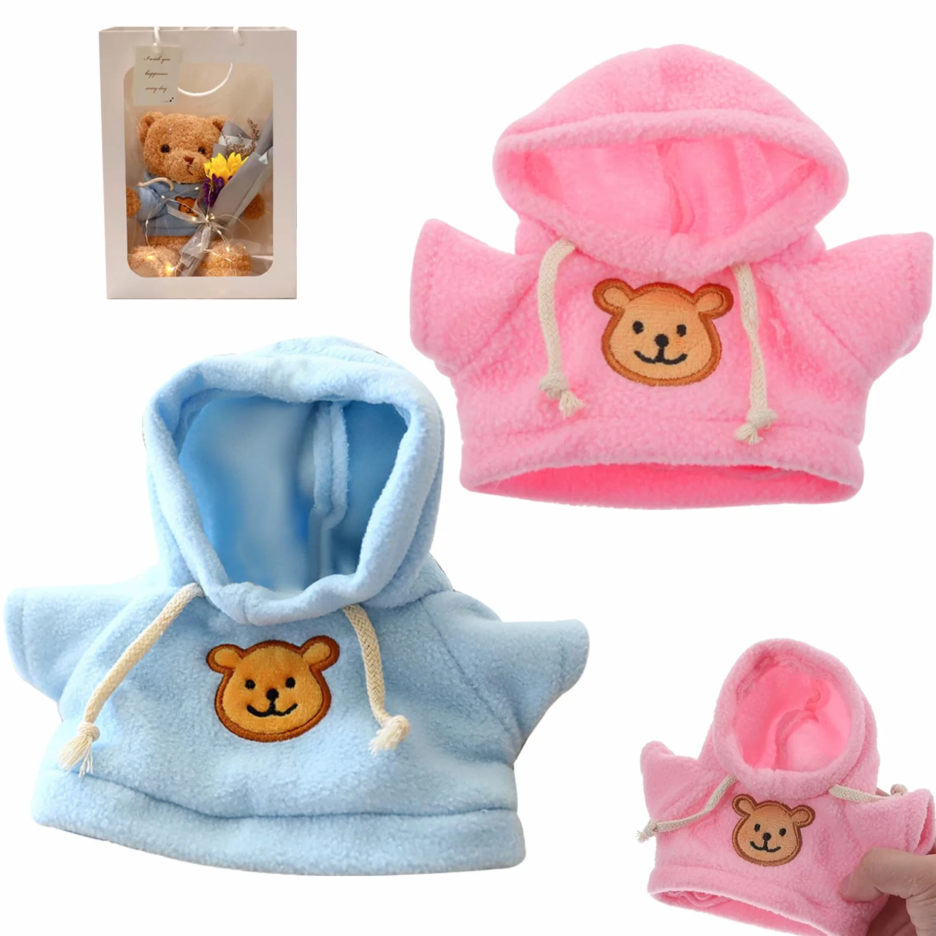 Orso Vestiti per 6-8 Pollici orsi di Peluche 2 Pezzi con Cappuccio con Cappuccio di Vestiti da Animale Imbottiti Cartone Animato Abiti Decorativi Fai-da-Te per Bambini Animali di Peluche