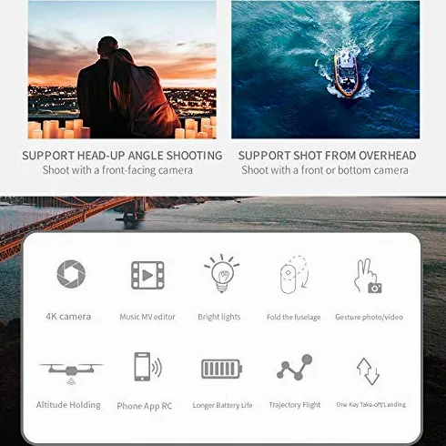 Malloy E88 WiFi FPV Drone con Grandangolare 4K HD Dual Camera Pieghevole Altitude Hold RC Quadcopter Profesional Drones
