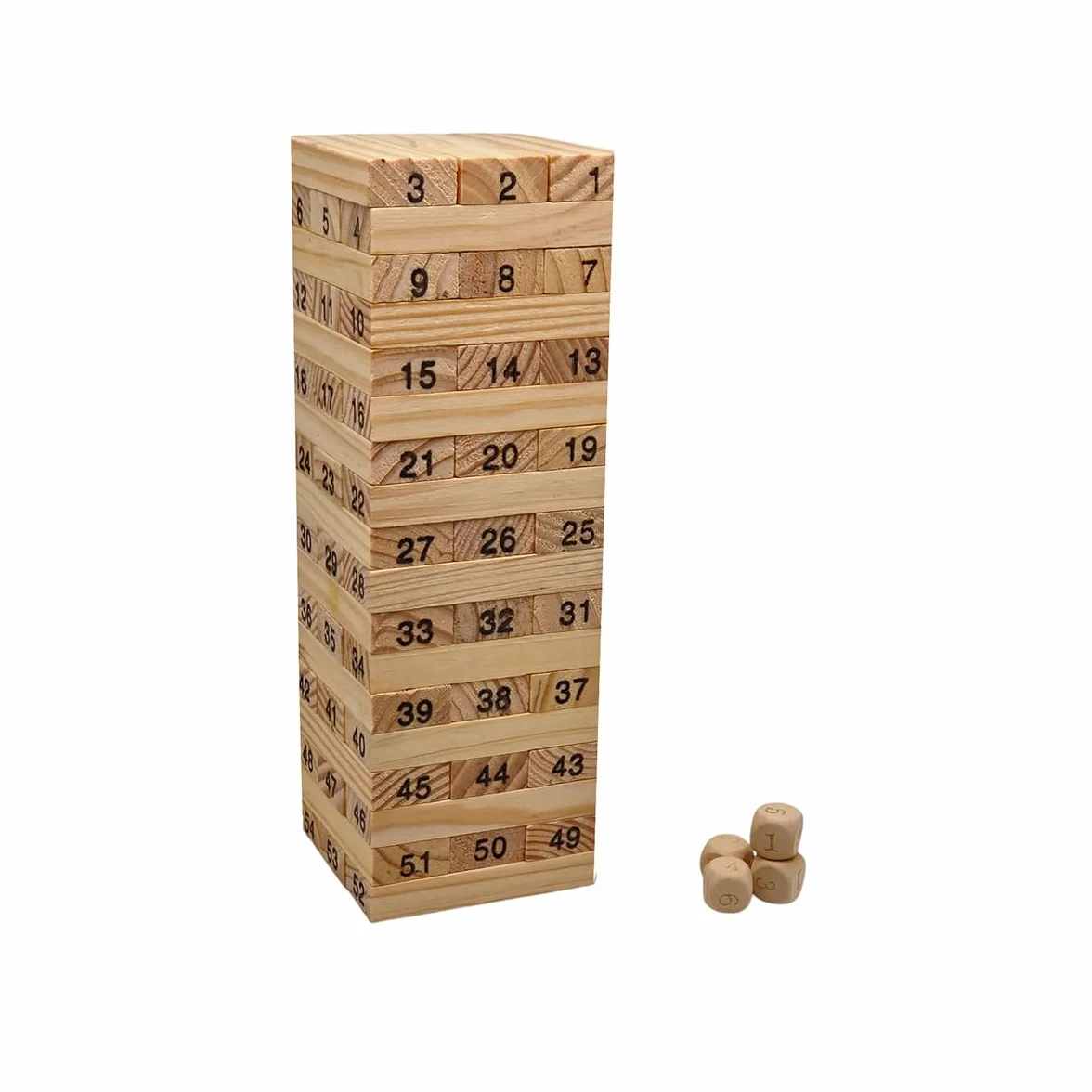FAST WORLD SHOPPING – Gioco di Società Torre Traballante in Legno con 54 Mattoncini Numerati e Dadi da gioco, Giochi da Tavolo di Abilità e Concentrazione