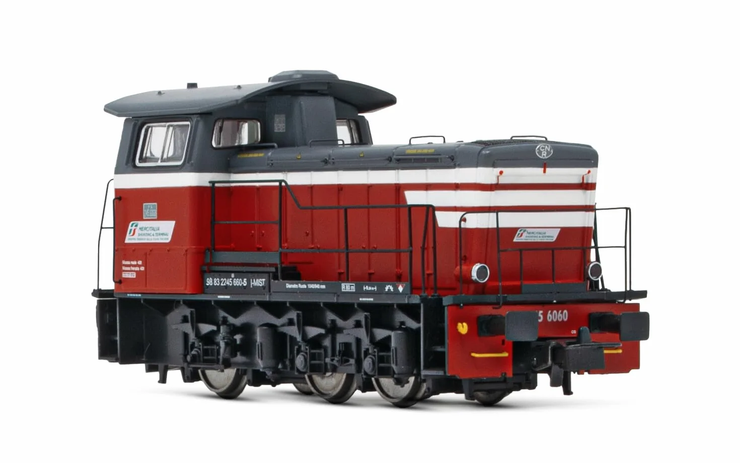 Rivarossi Hr2932 Mercitalia S&T, Locomotiva Diesel da Manovra Classe 245, Livrea Rosso, Grigio Scuro Con Strisce Bianche, Episodio Vi Loco, Diesel